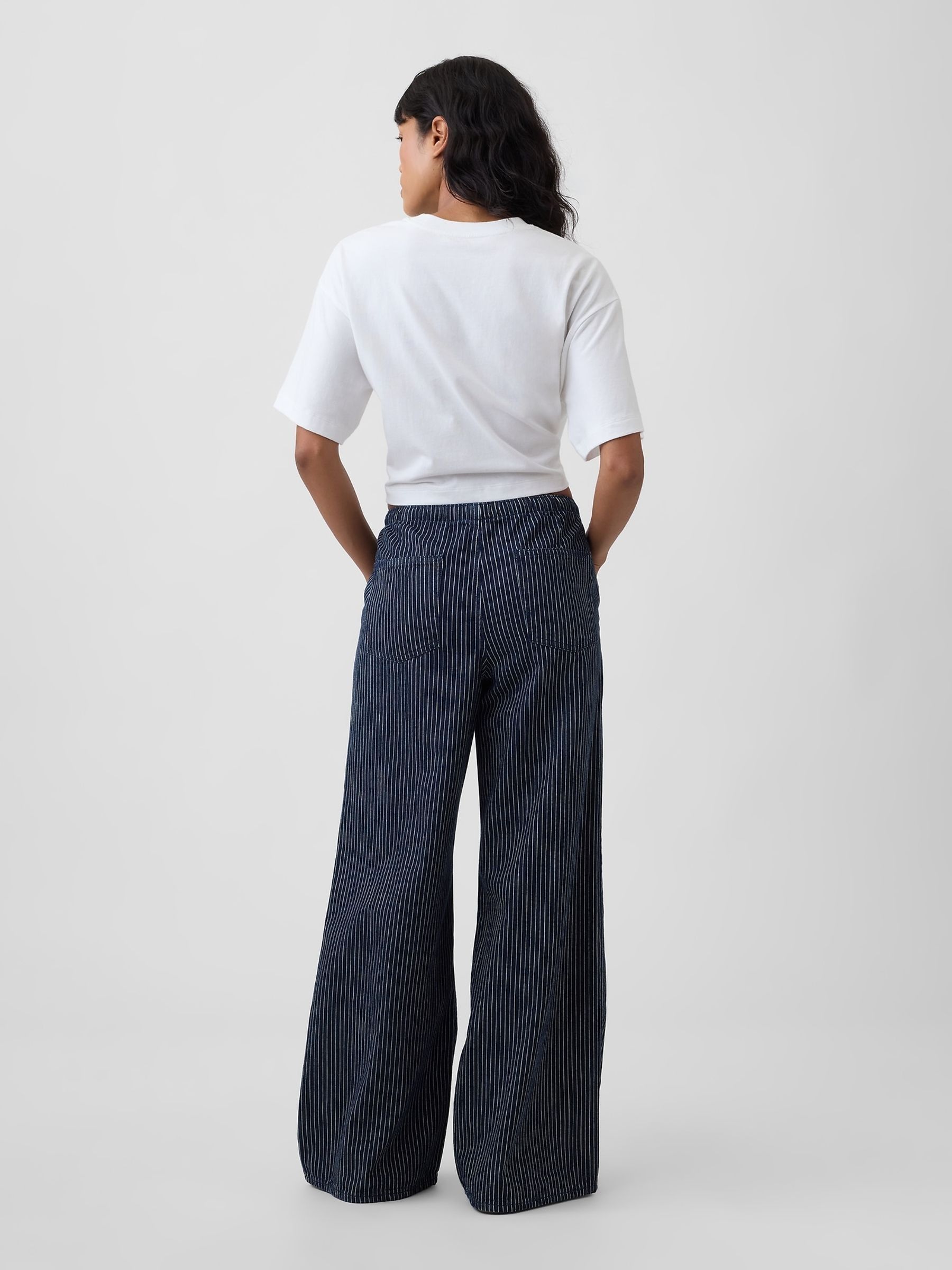 Blue Mid Rise Super Light Pull On Wide-Leg Jeans - Image 2 of 4