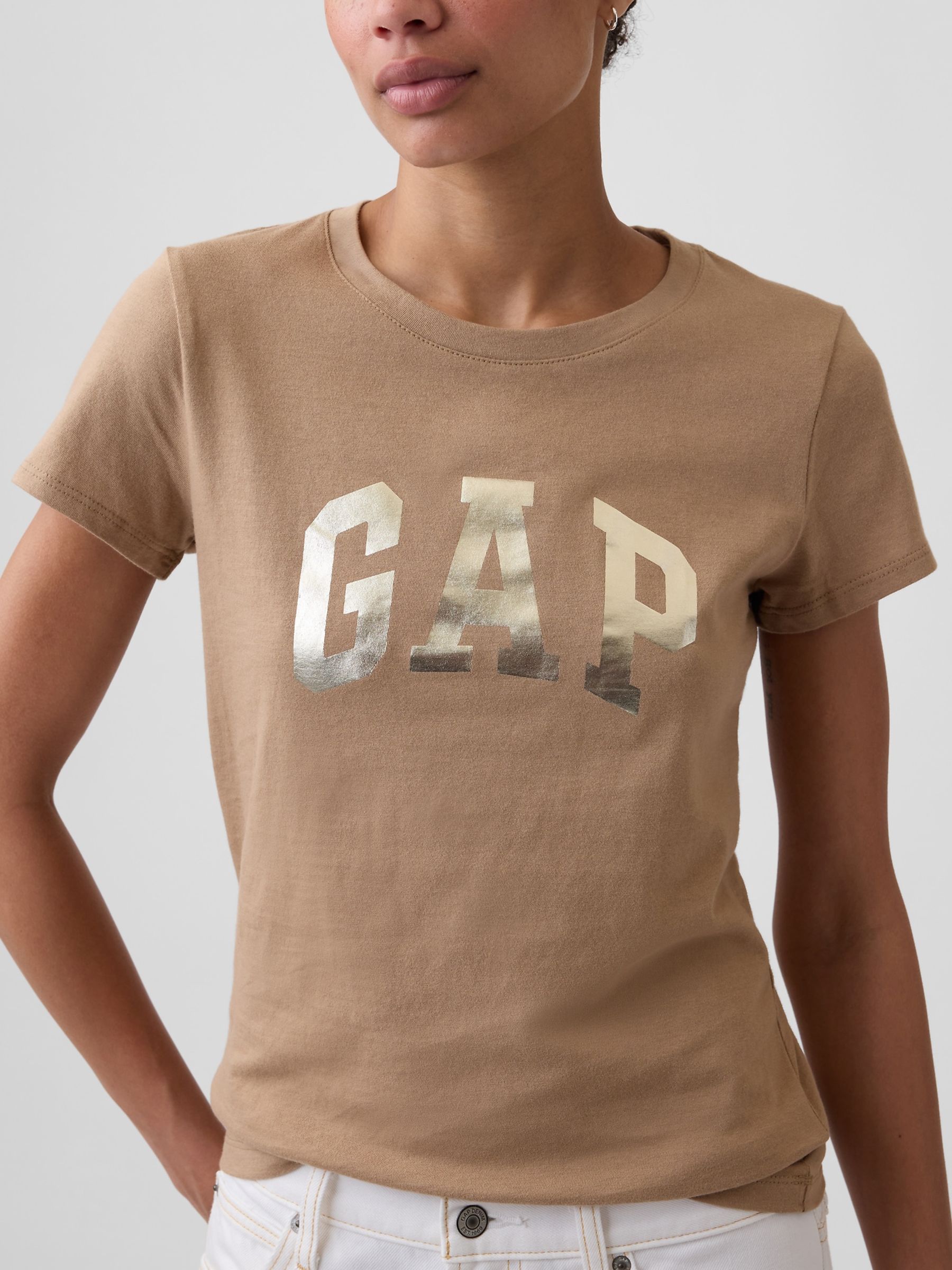 Tan/Gold Logo Short Sleeve T-Shirt - Image 4 of 5