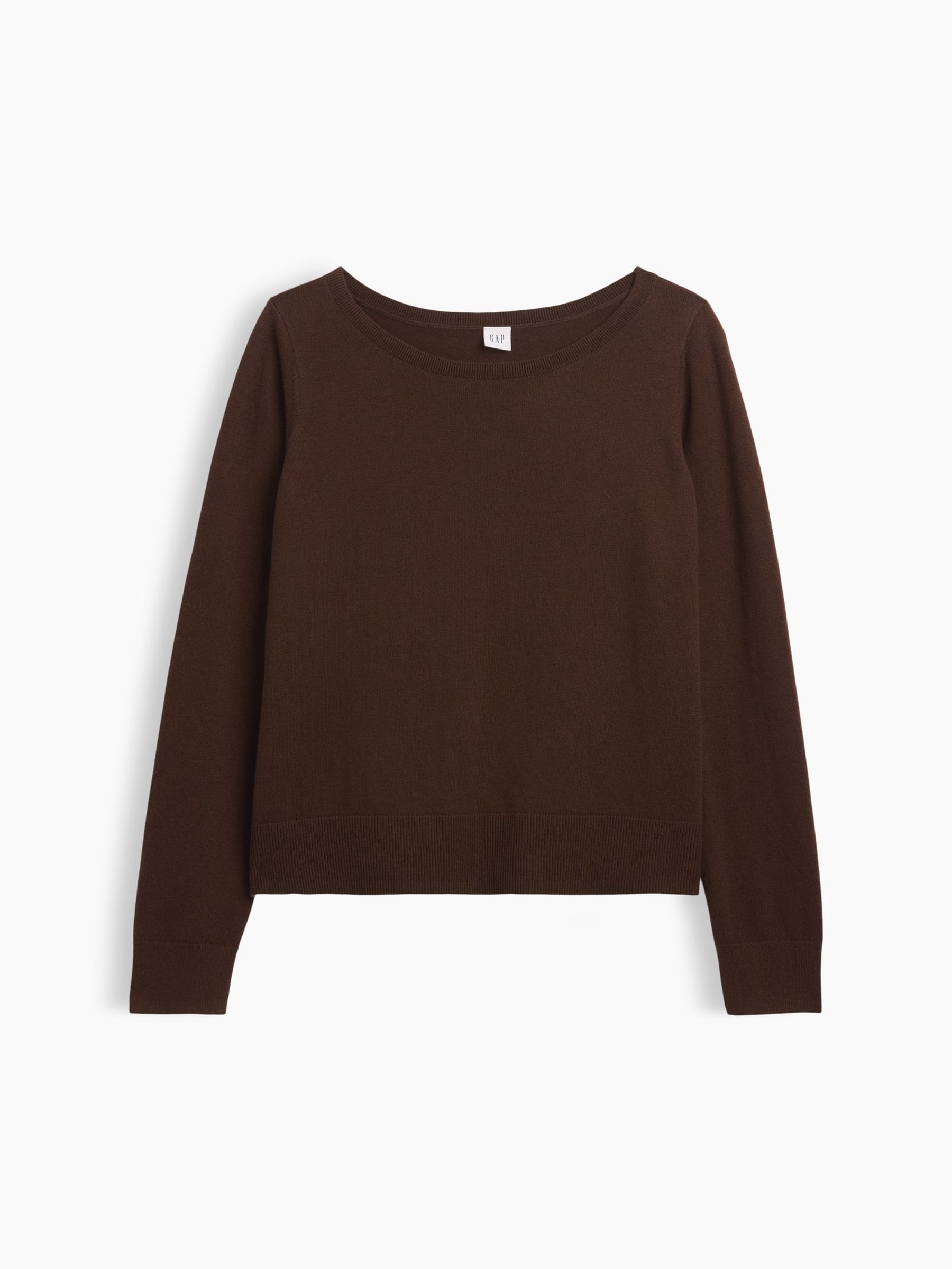 Chocolate Brown Relaxed Jersey Boatneck Jumper - Image 4 of 5