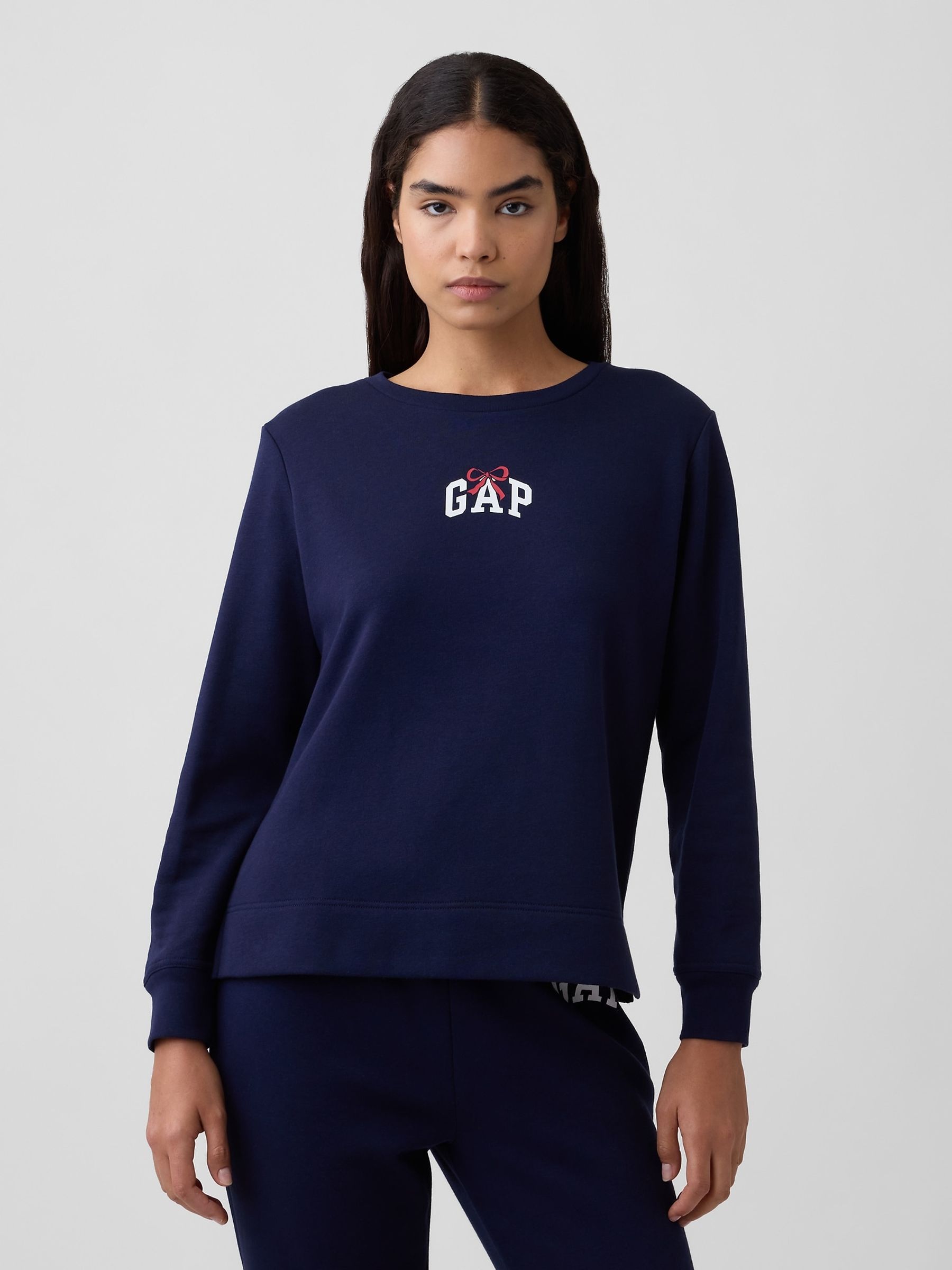 Navy Bow Relaxed Logo Sweatshirt - Image 1 of 5