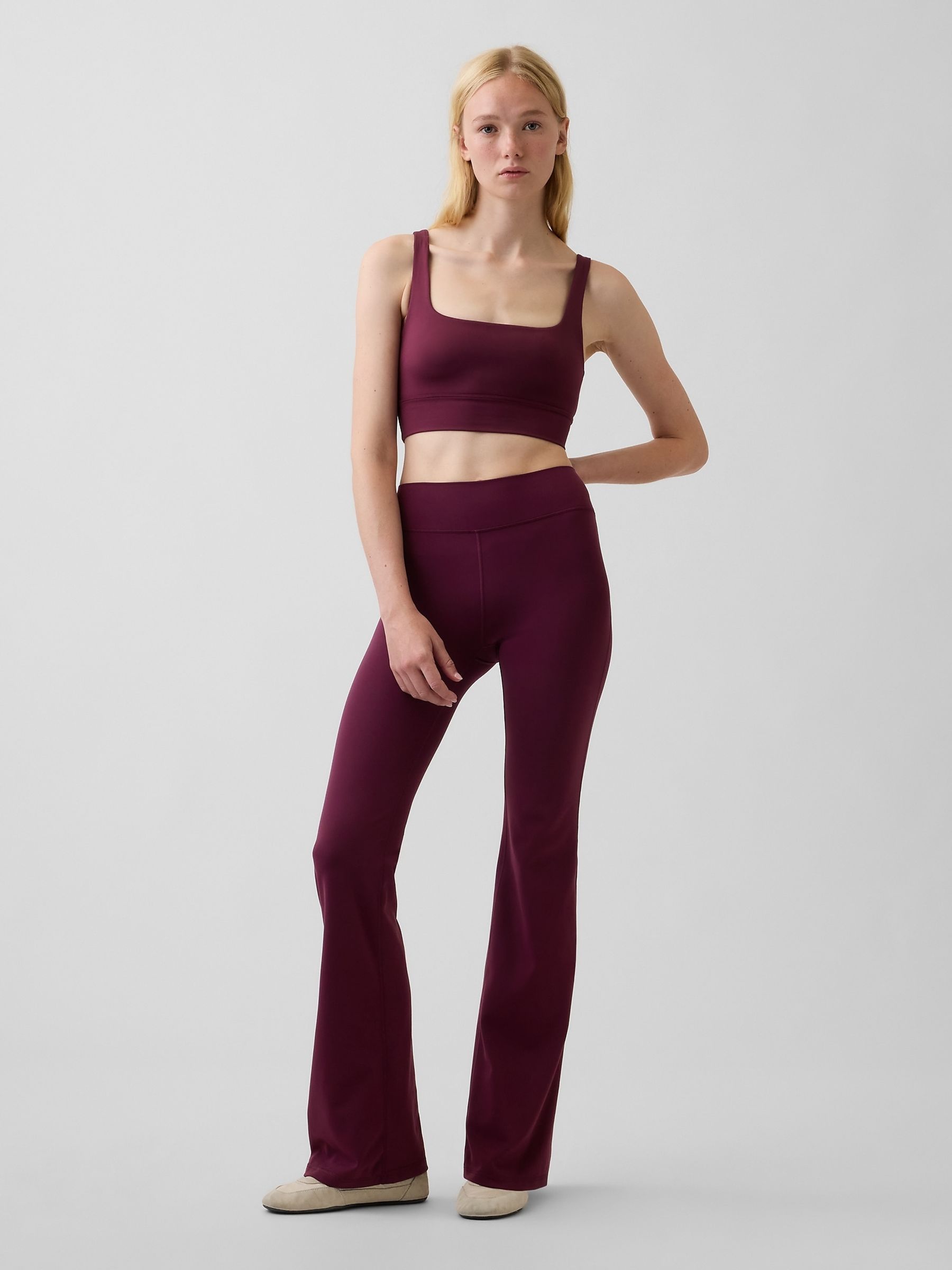 Burgundy GapFit Smooth High Waisted Bootleg Leggings - Image 1 of 3
