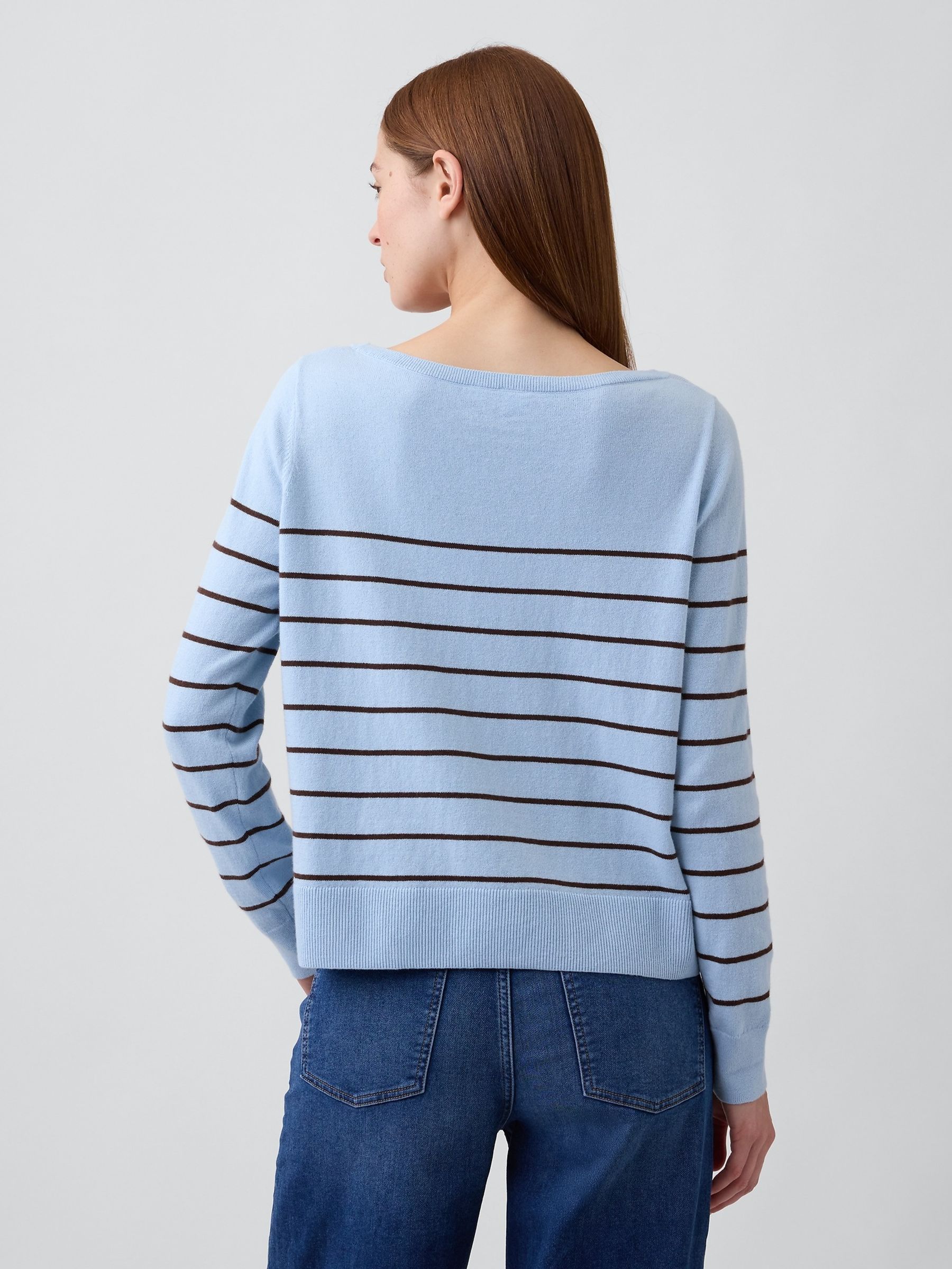 Blue Stripe Relaxed Jersey Boatneck Jumper - Image 2 of 5