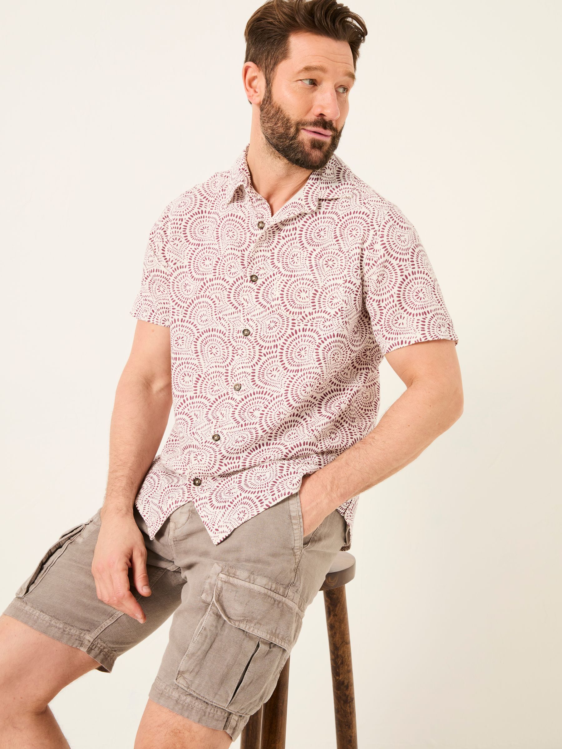 Heather Purple Short Sleeve Dash Print Shirt - Image 3 of 6