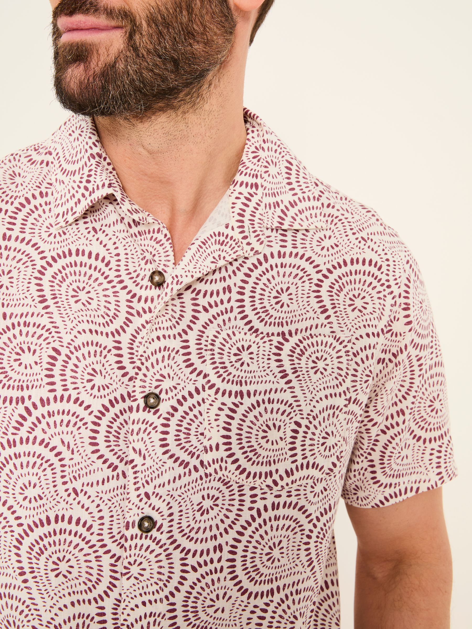 Heather Purple Short Sleeve Dash Print Shirt - Image 4 of 6