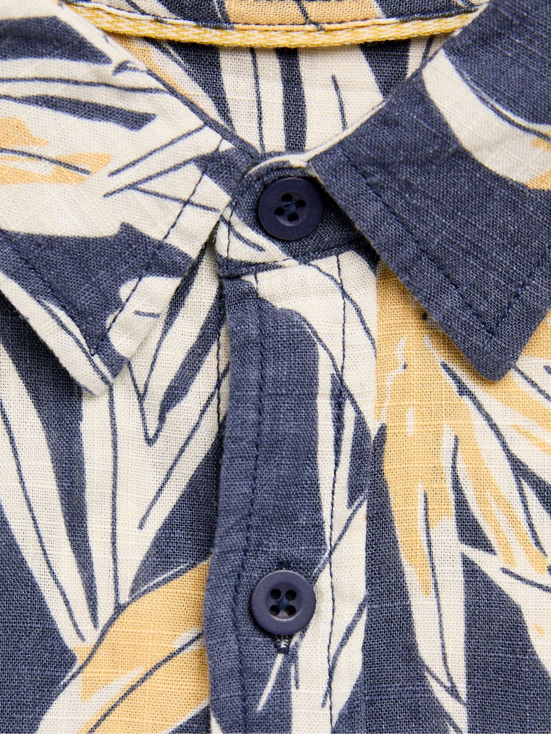 Navy Short Sleeve Palm Print Shirt - Image 10 of 10