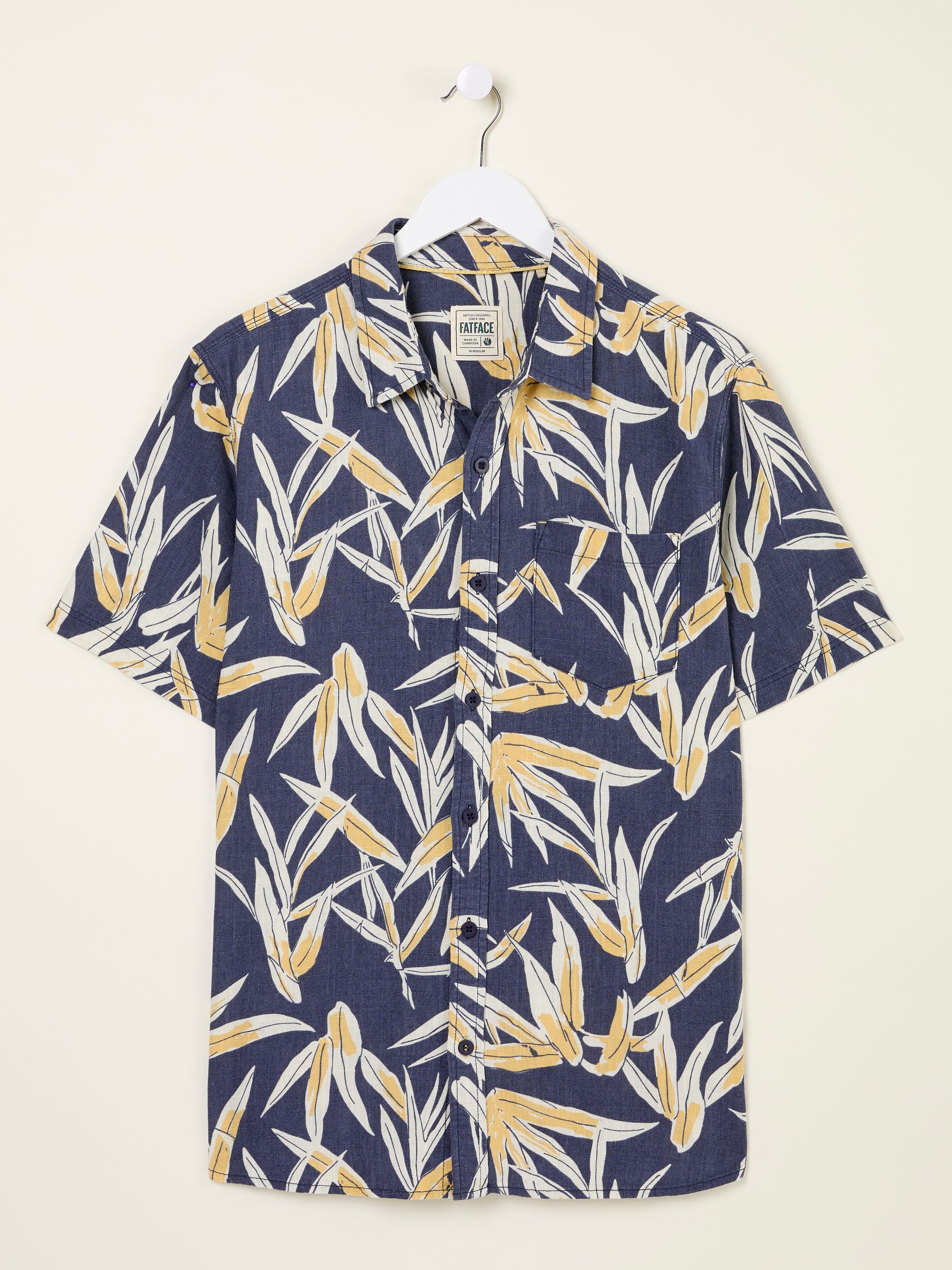 Navy Short Sleeve Palm Print Shirt - Image 9 of 10