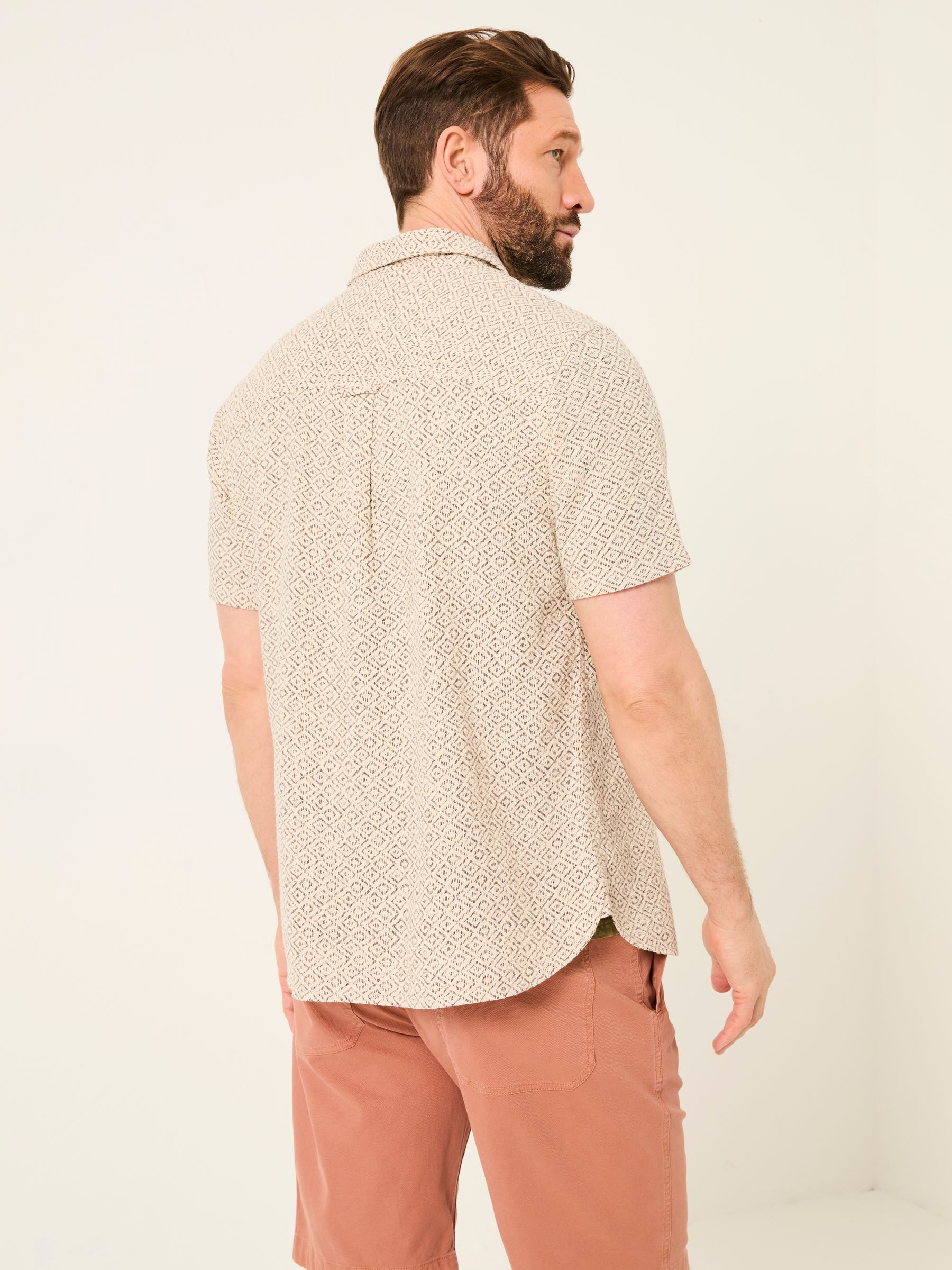 Natural Short Sleeve Diamond Tile Print Shirt - Image 2 of 6