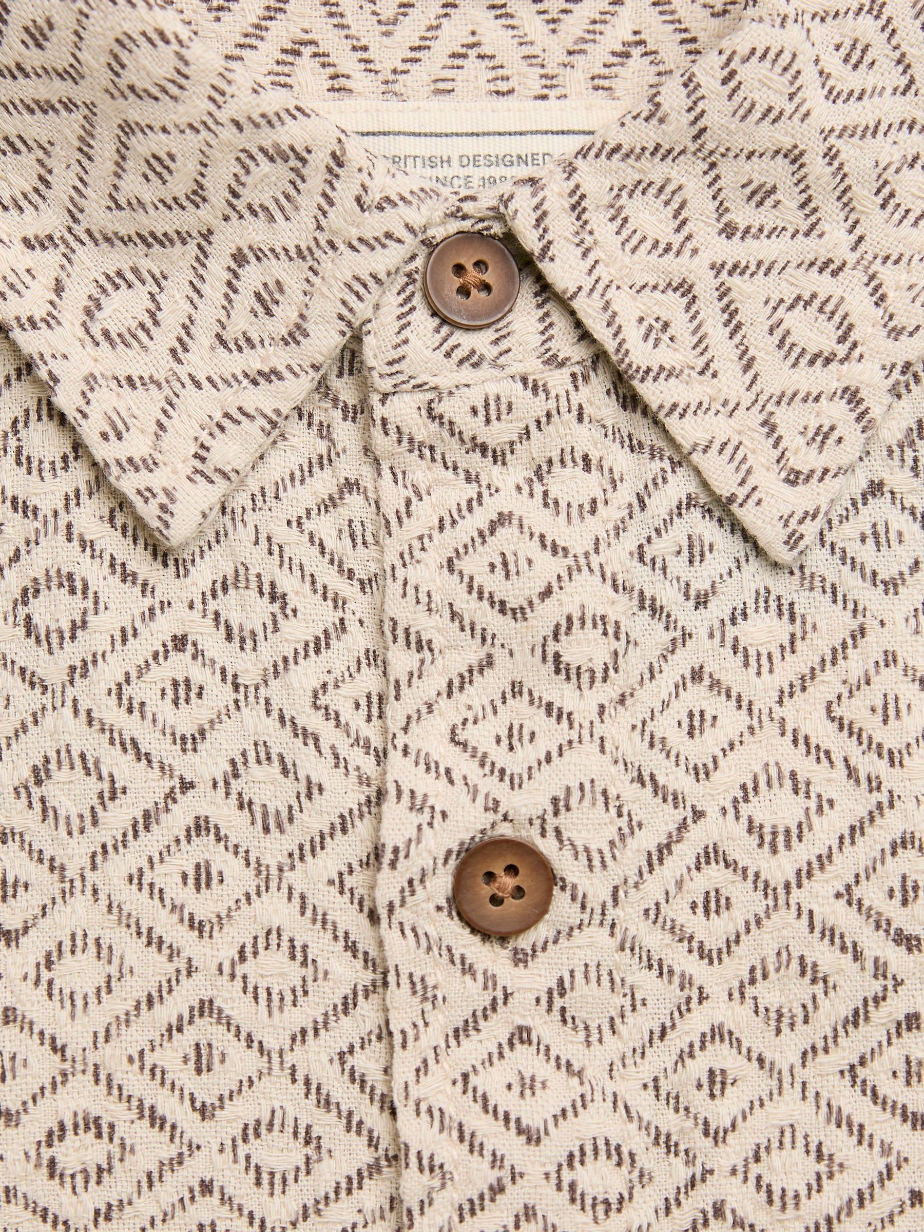 Natural Short Sleeve Diamond Tile Print Shirt - Image 6 of 6