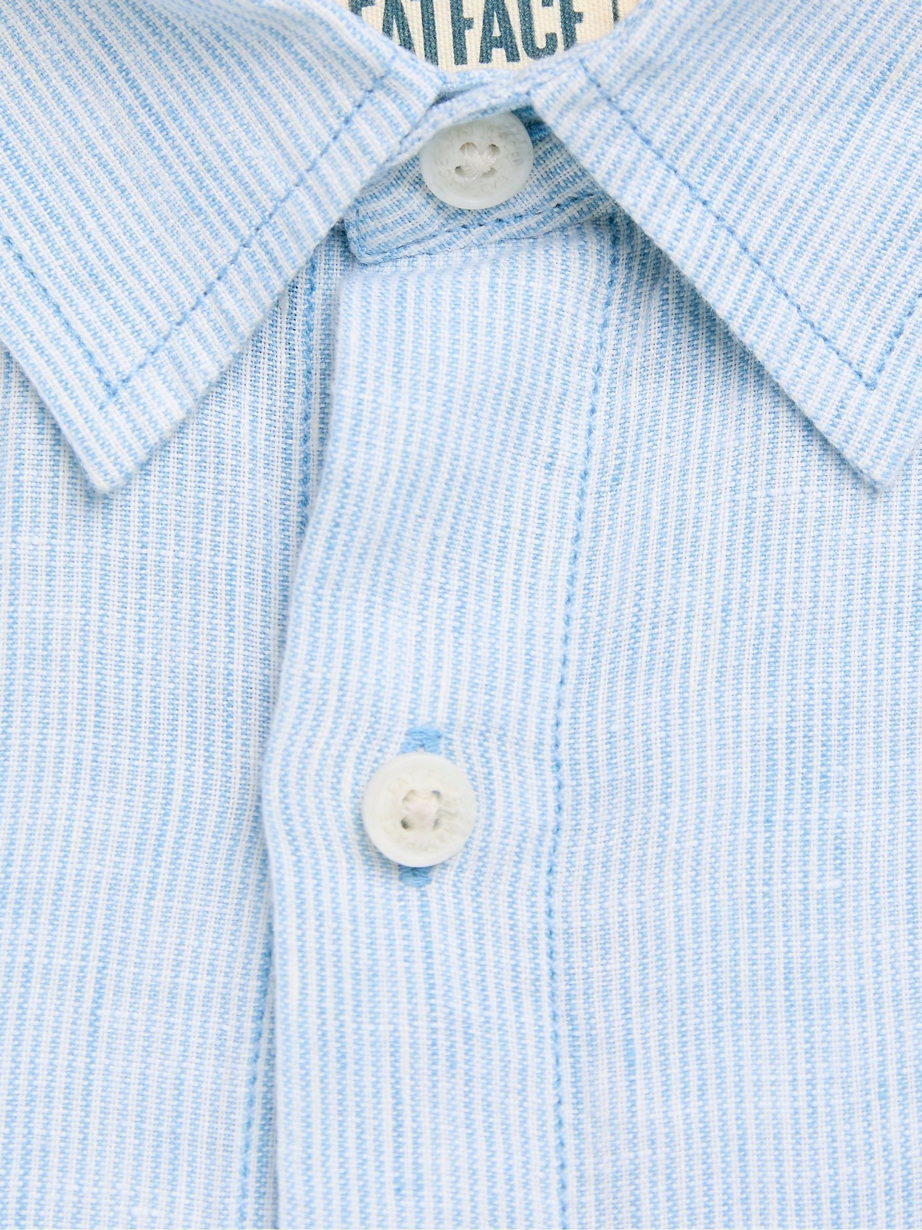 Blue Long Sleeve Linen Stripe 100% Linen Shirt - Image 6 of 6