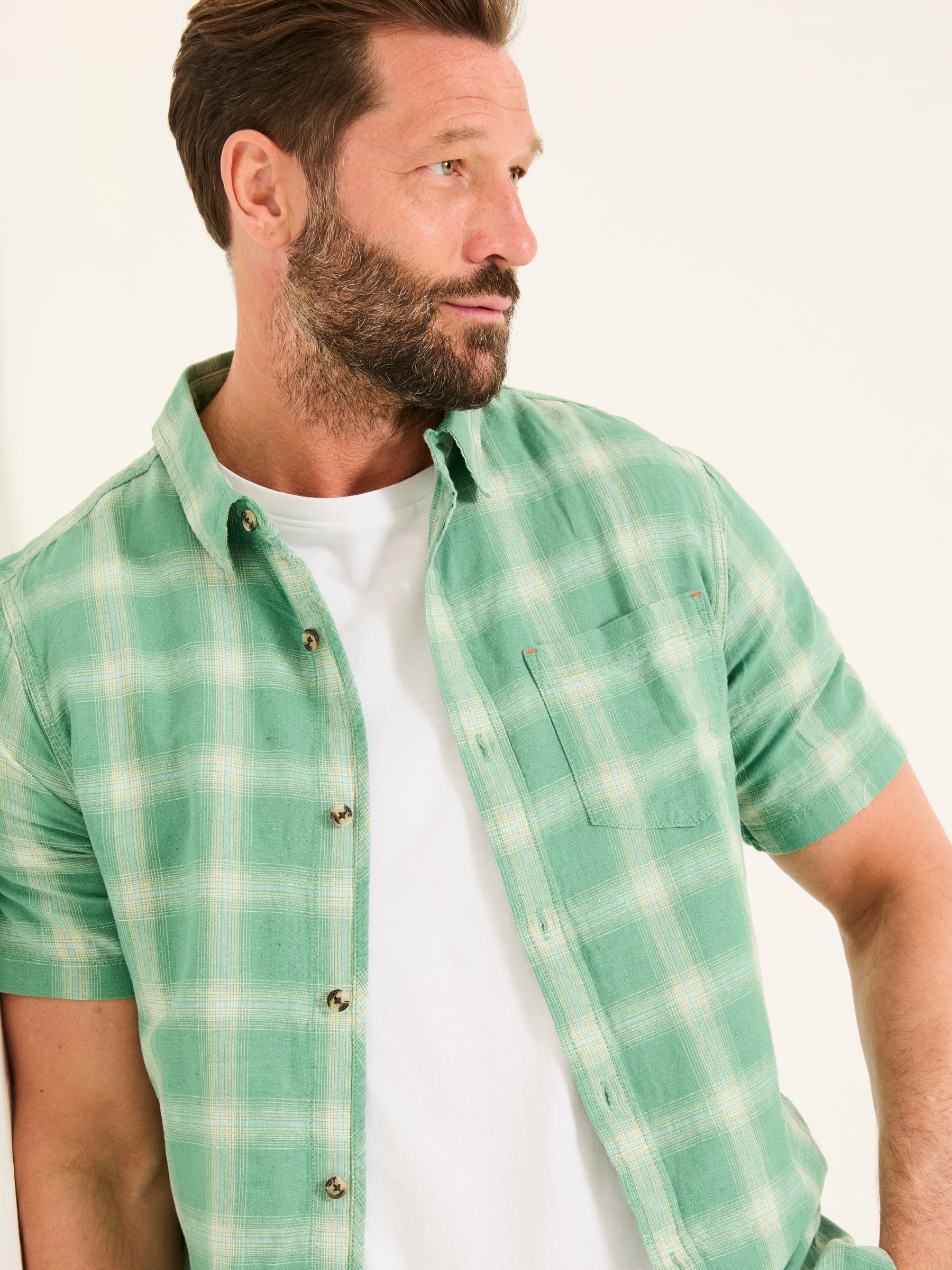 Green Short Sleeve Basel Check Shirt - Image 3 of 5