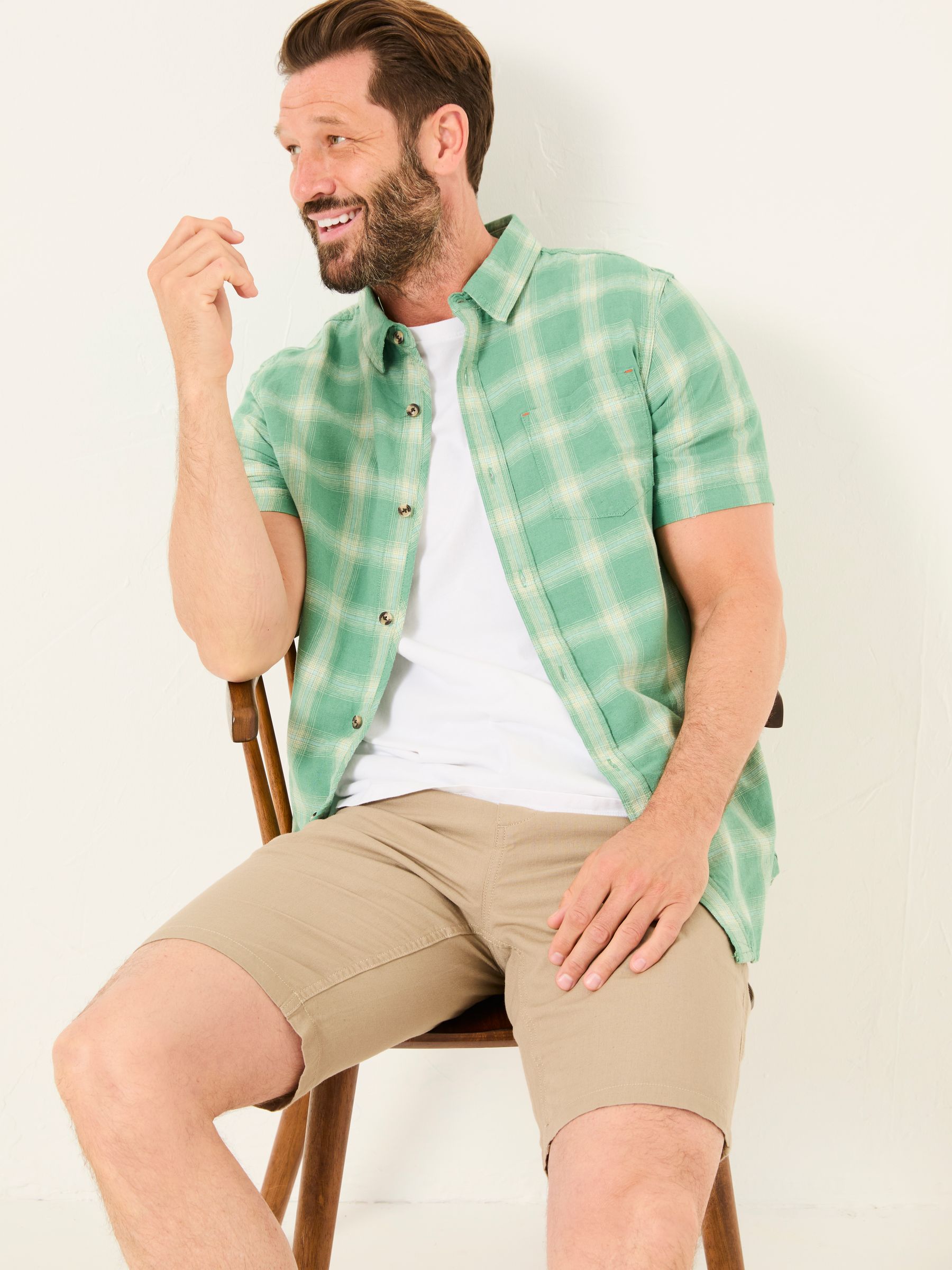 Green Short Sleeve Basel Check Shirt - Image 4 of 5