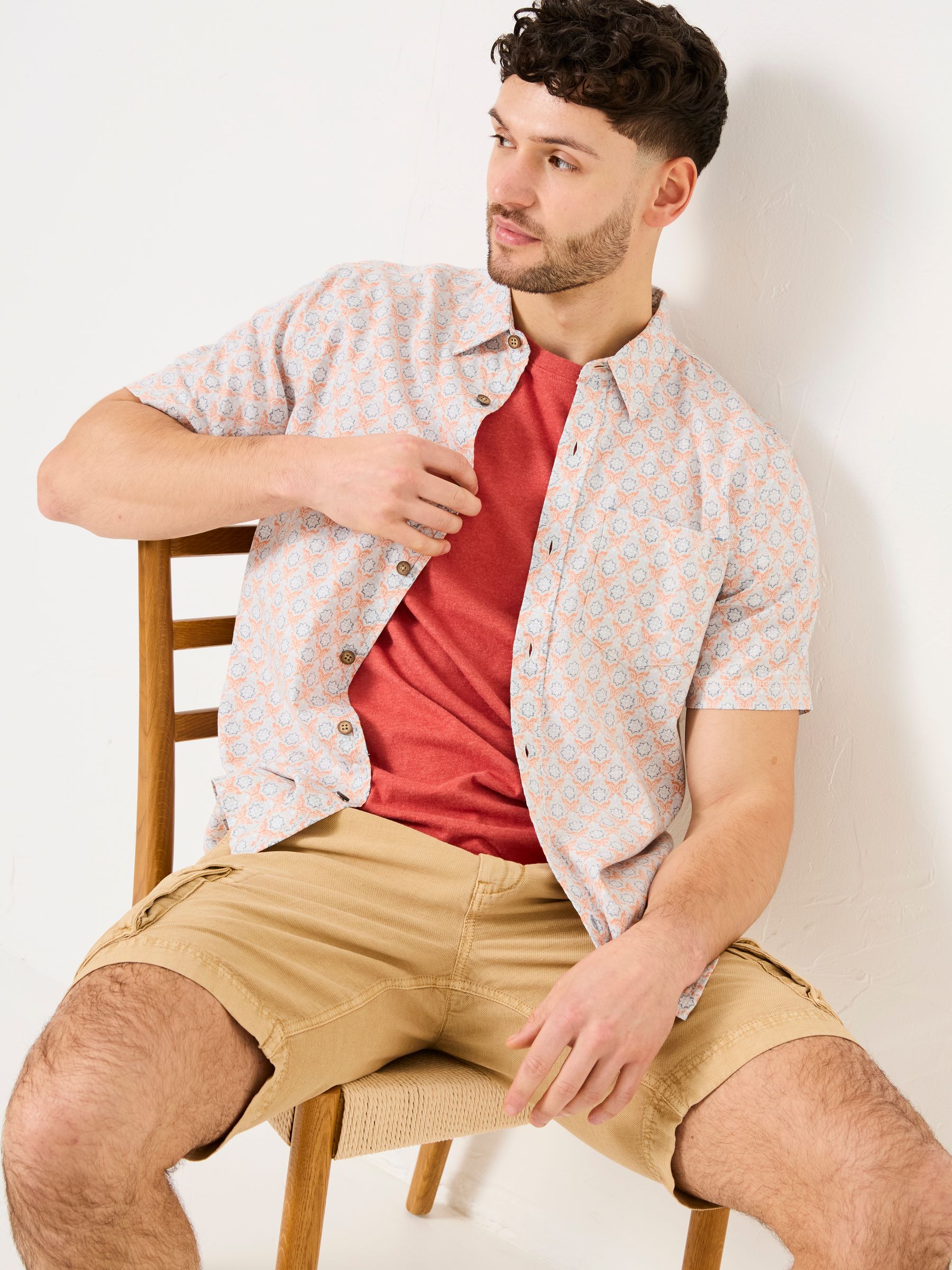 Light Orange Geo Short Sleeve Shirt - Image 3 of 6
