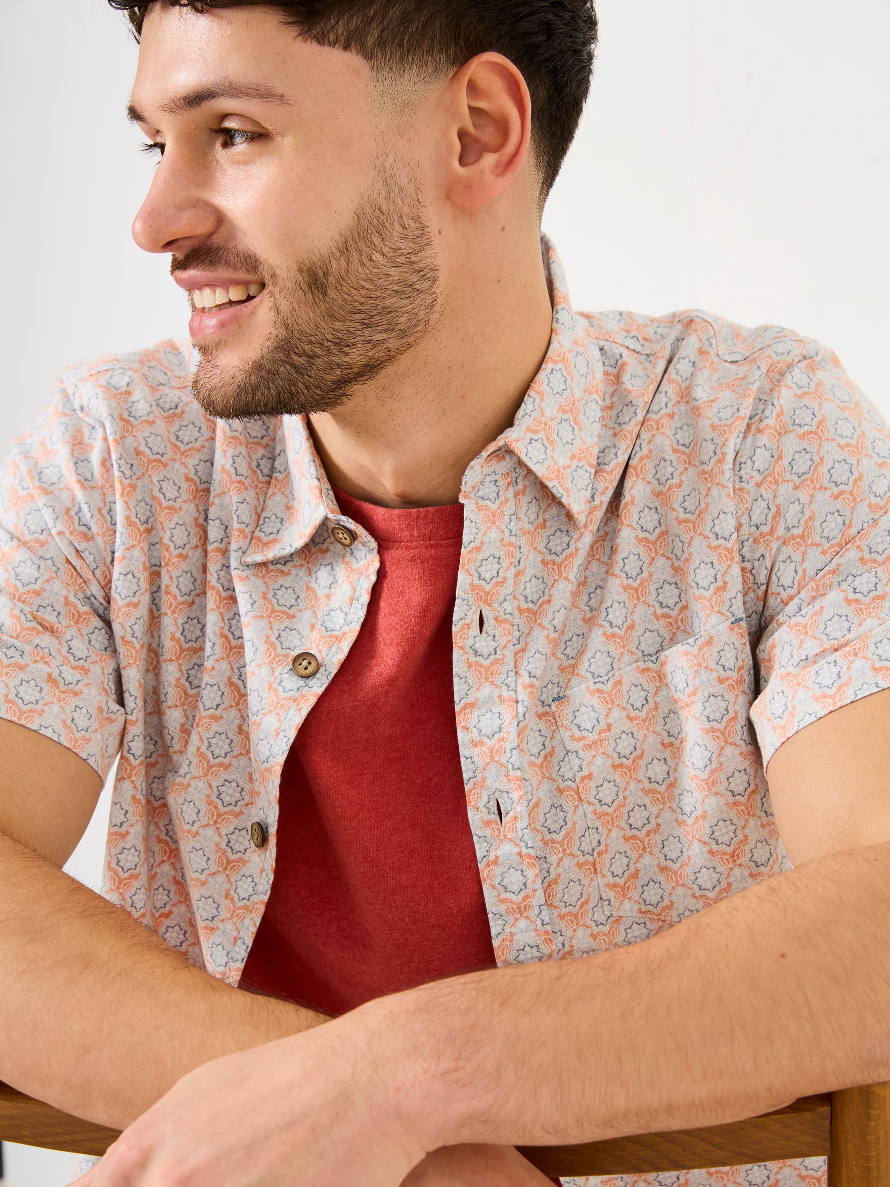 Light Orange Geo Short Sleeve Shirt - Image 4 of 6