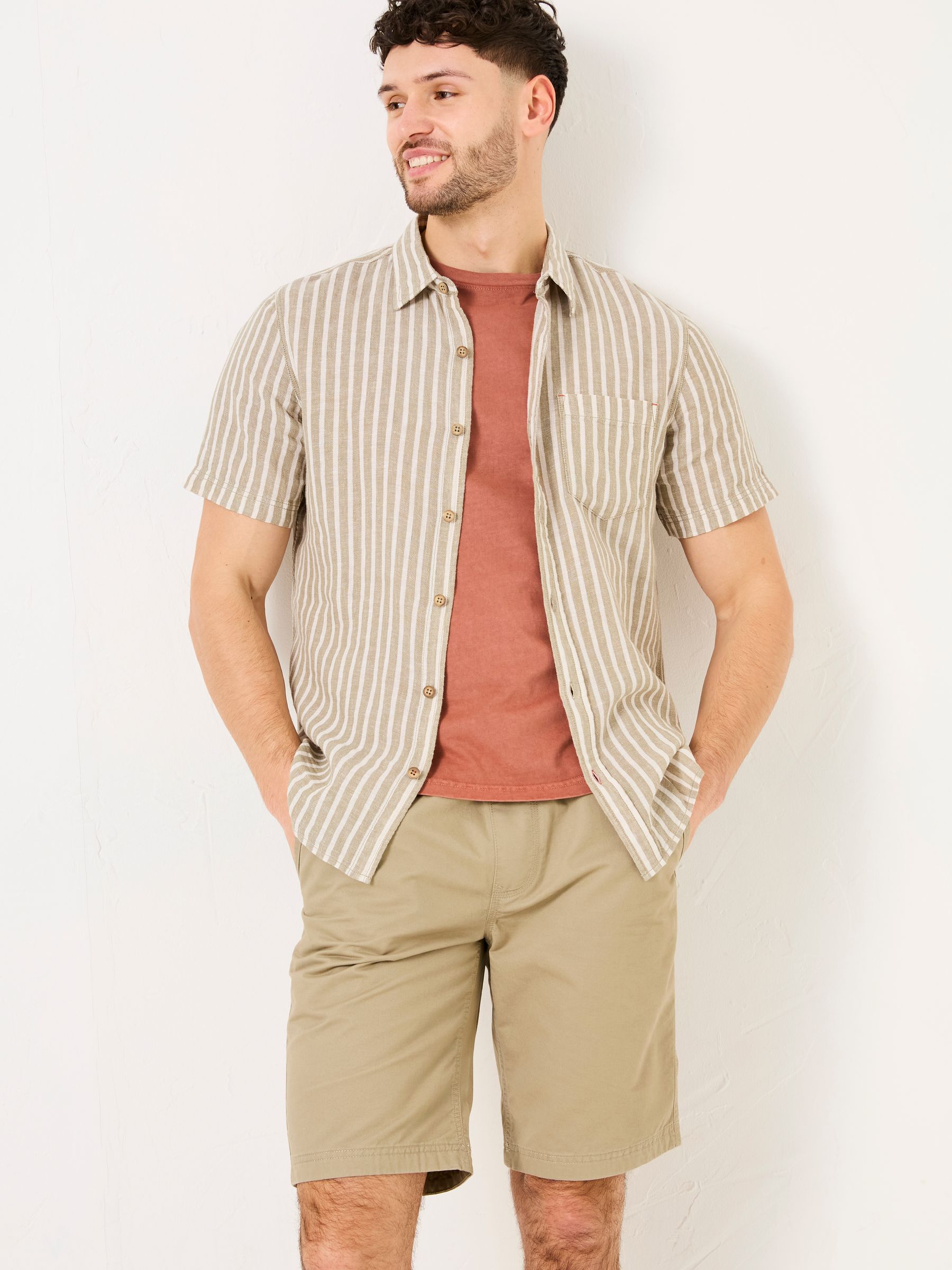 Khaki Green Short Sleeve Bray Stripe Shirt - Image 2 of 5