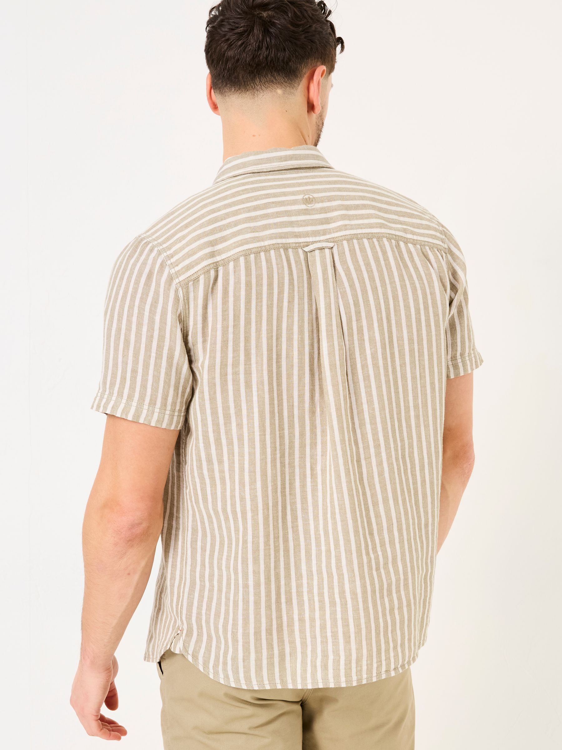 Khaki Green Short Sleeve Bray Stripe Shirt - Image 3 of 5