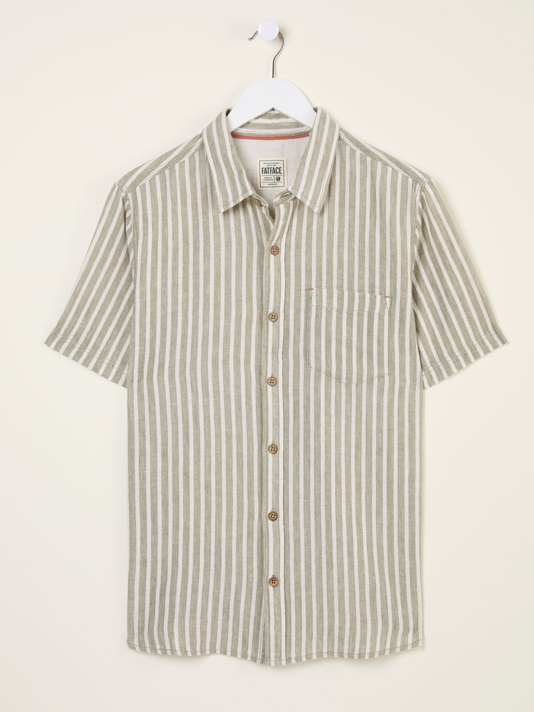 Khaki Green Short Sleeve Bray Stripe Shirt - Image 5 of 5