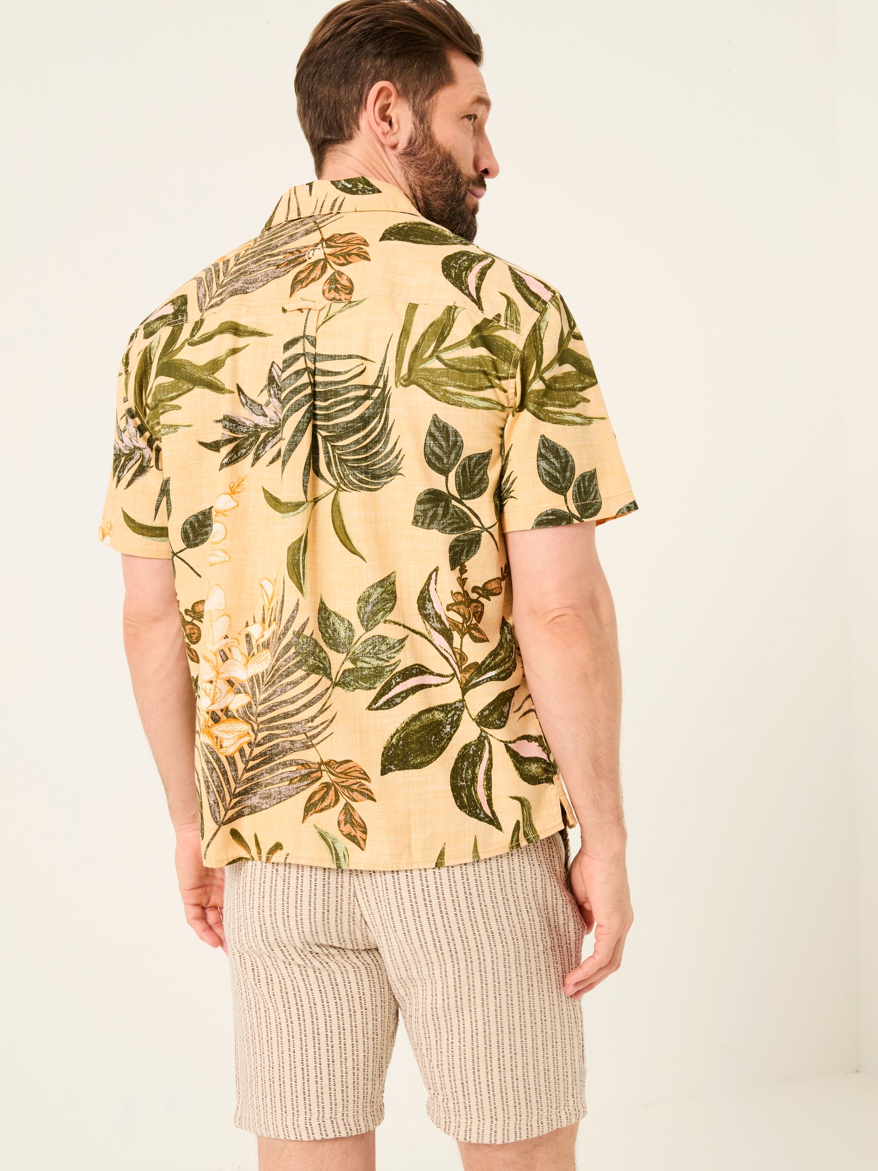 Yellow Short Sleeve Relaxed Fit Leaf Print Shirt - Image 2 of 6