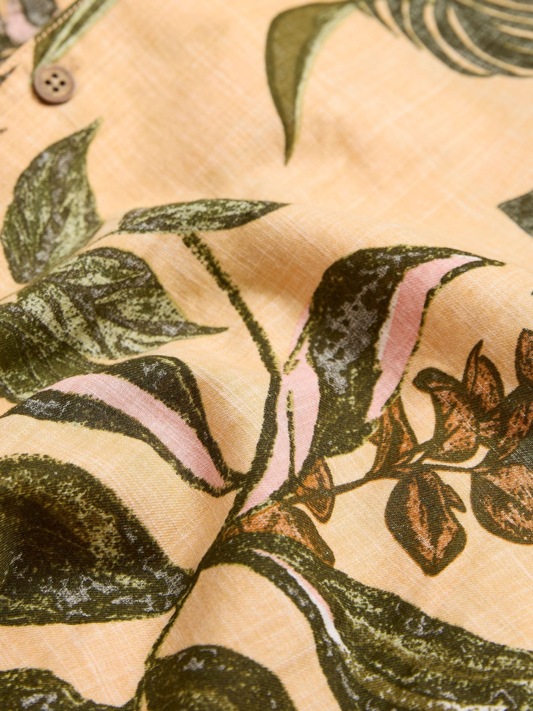 Yellow Short Sleeve Relaxed Fit Leaf Print Shirt - Image 6 of 6