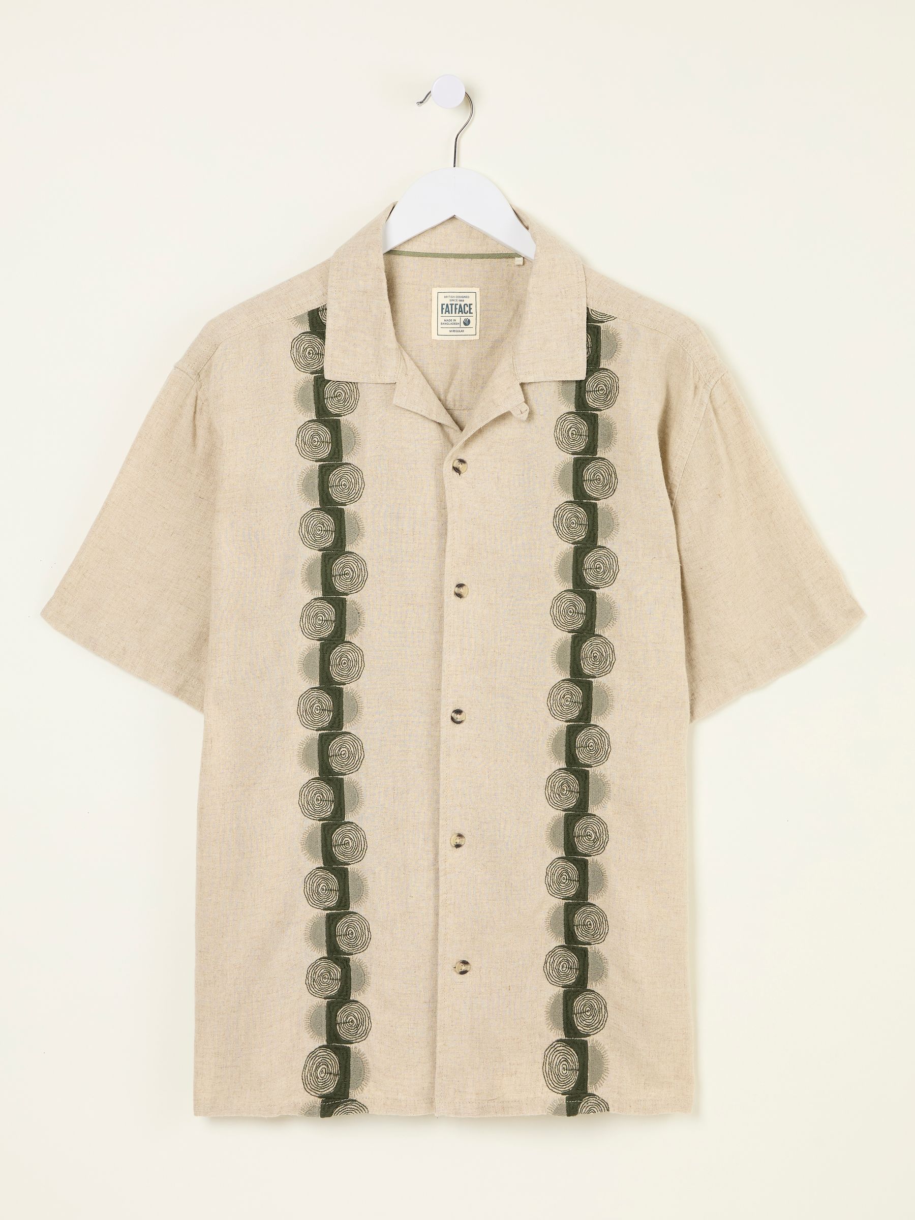 Natural Short Sleeve Chest Embroidered Shirt - Image 8 of 9
