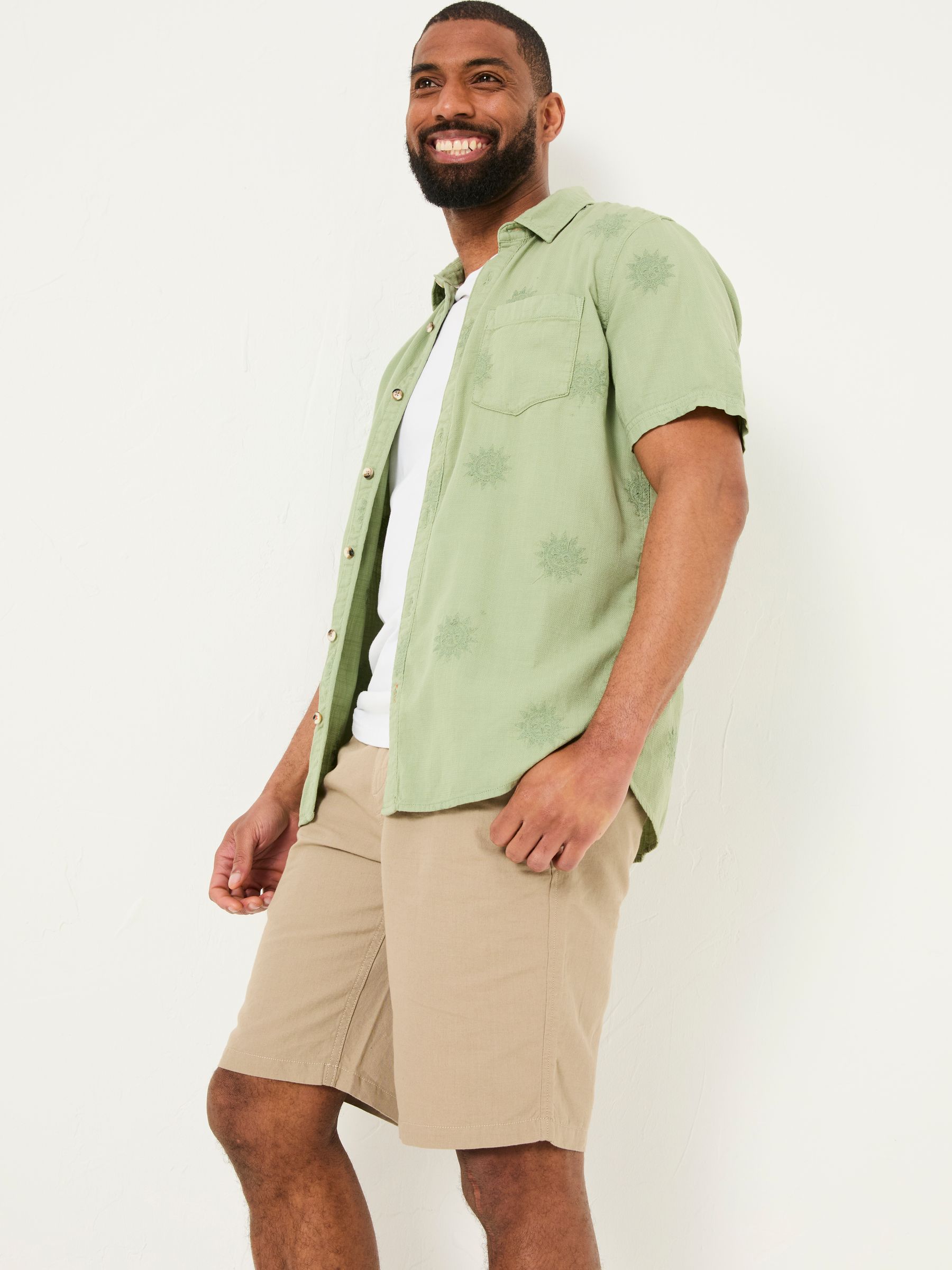 Green Short Sleeve Sun Embroidered Shirt - Image 2 of 7