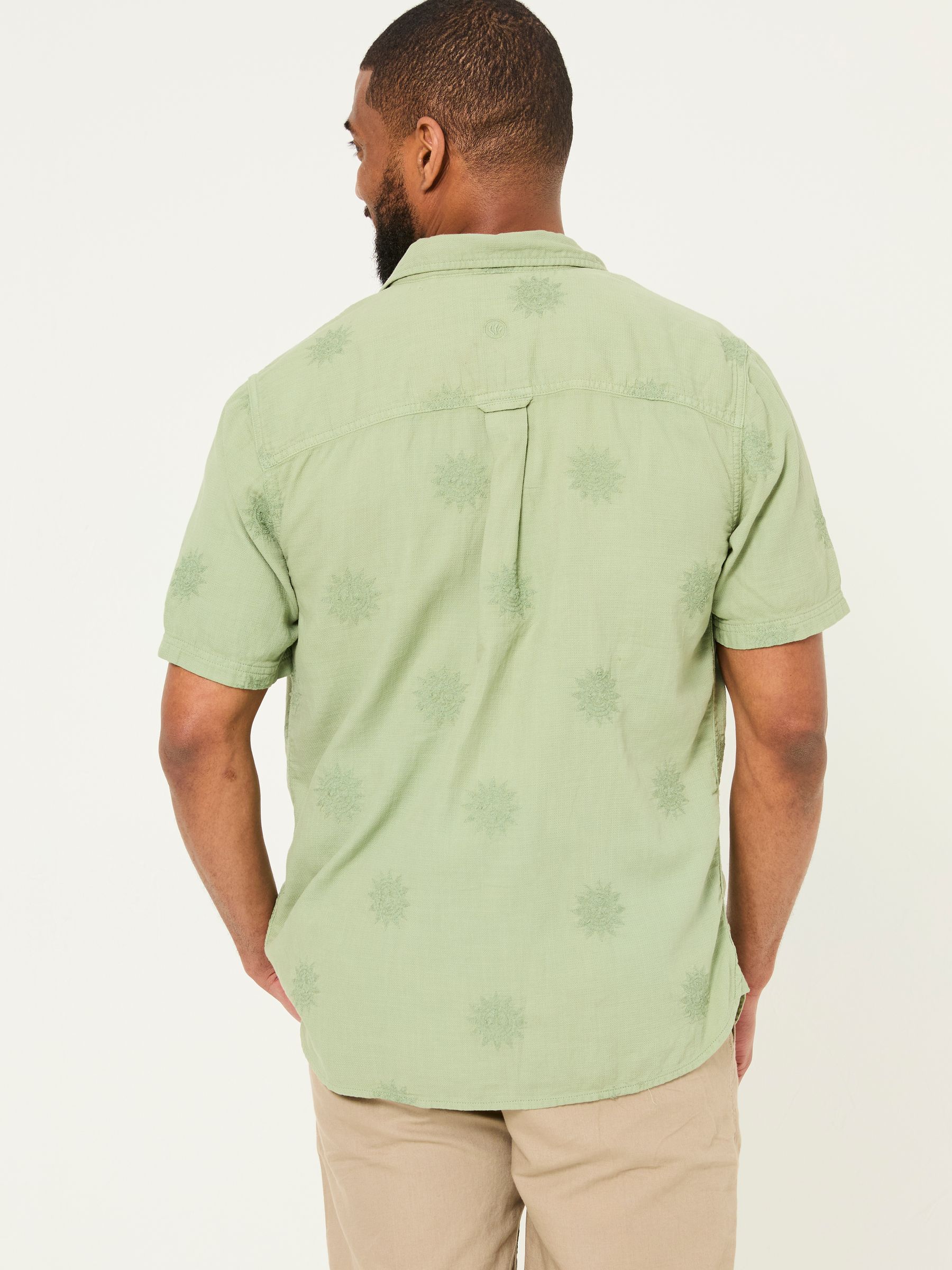 Green Short Sleeve Sun Embroidered Shirt - Image 3 of 7