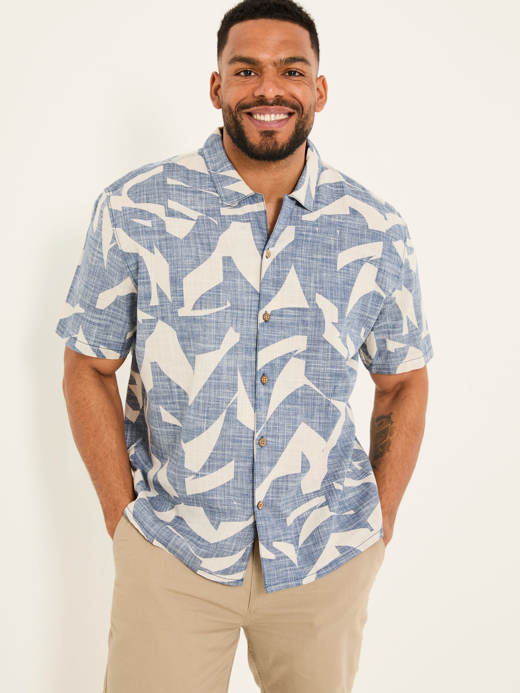 Blue Short Sleeve Relaxed Fit Art Print Shirt - Image 5 of 8