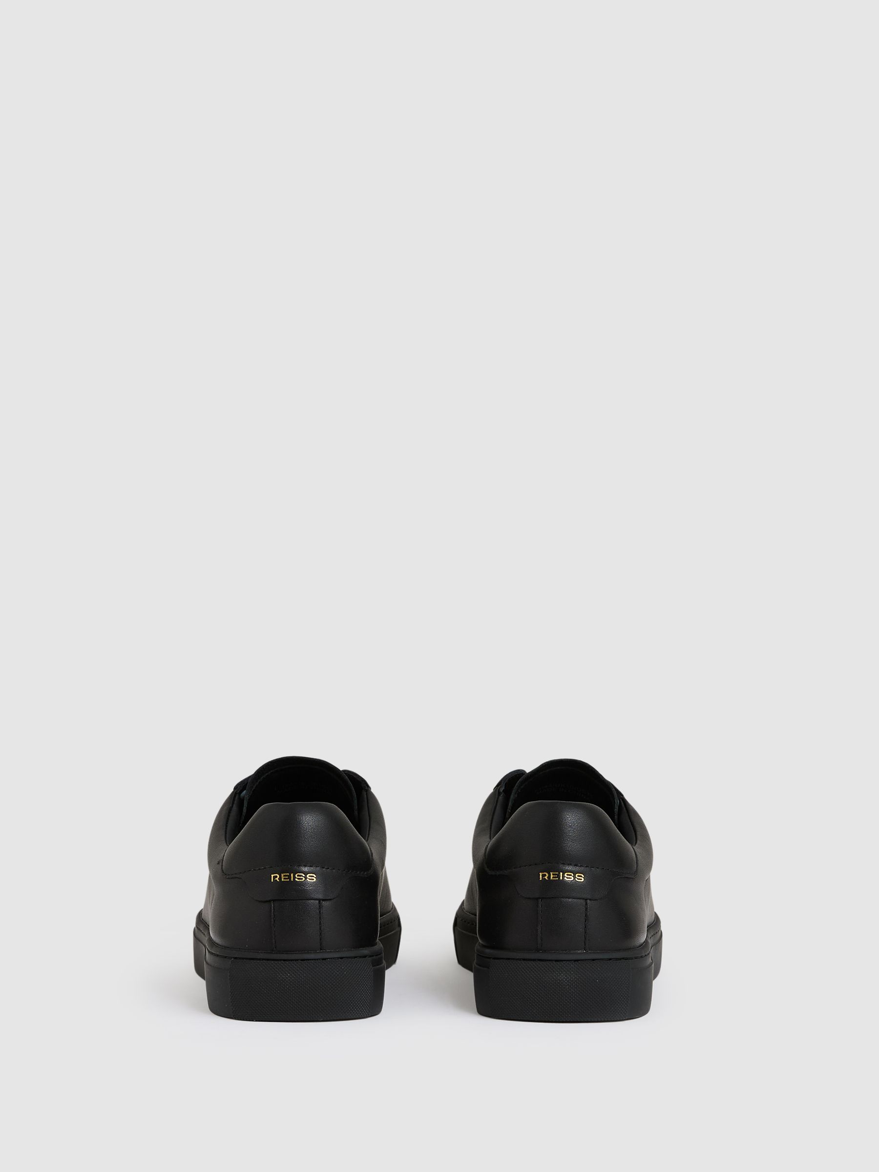 Leather Low-Top Trainers in All Black - image 4
