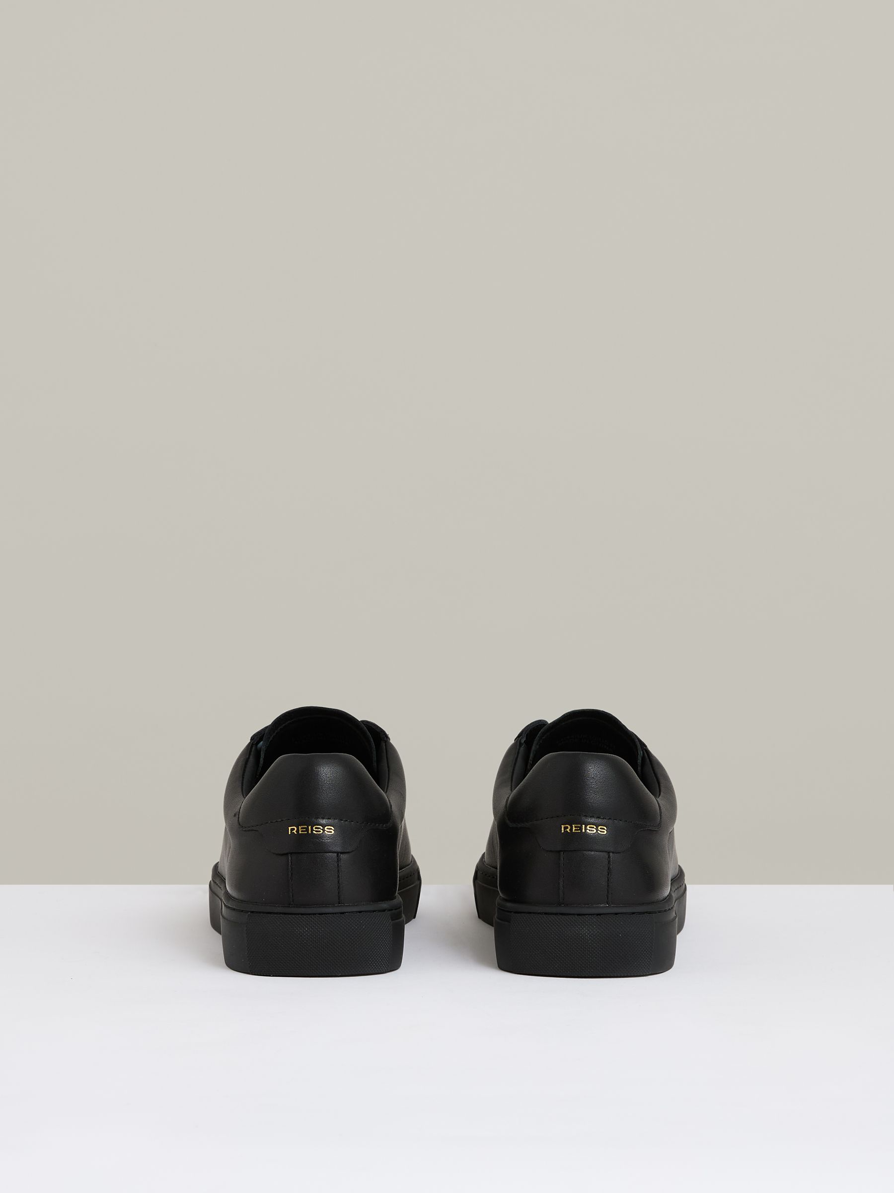 Leather Low-Top Trainers in All Black - Image 5 of 5