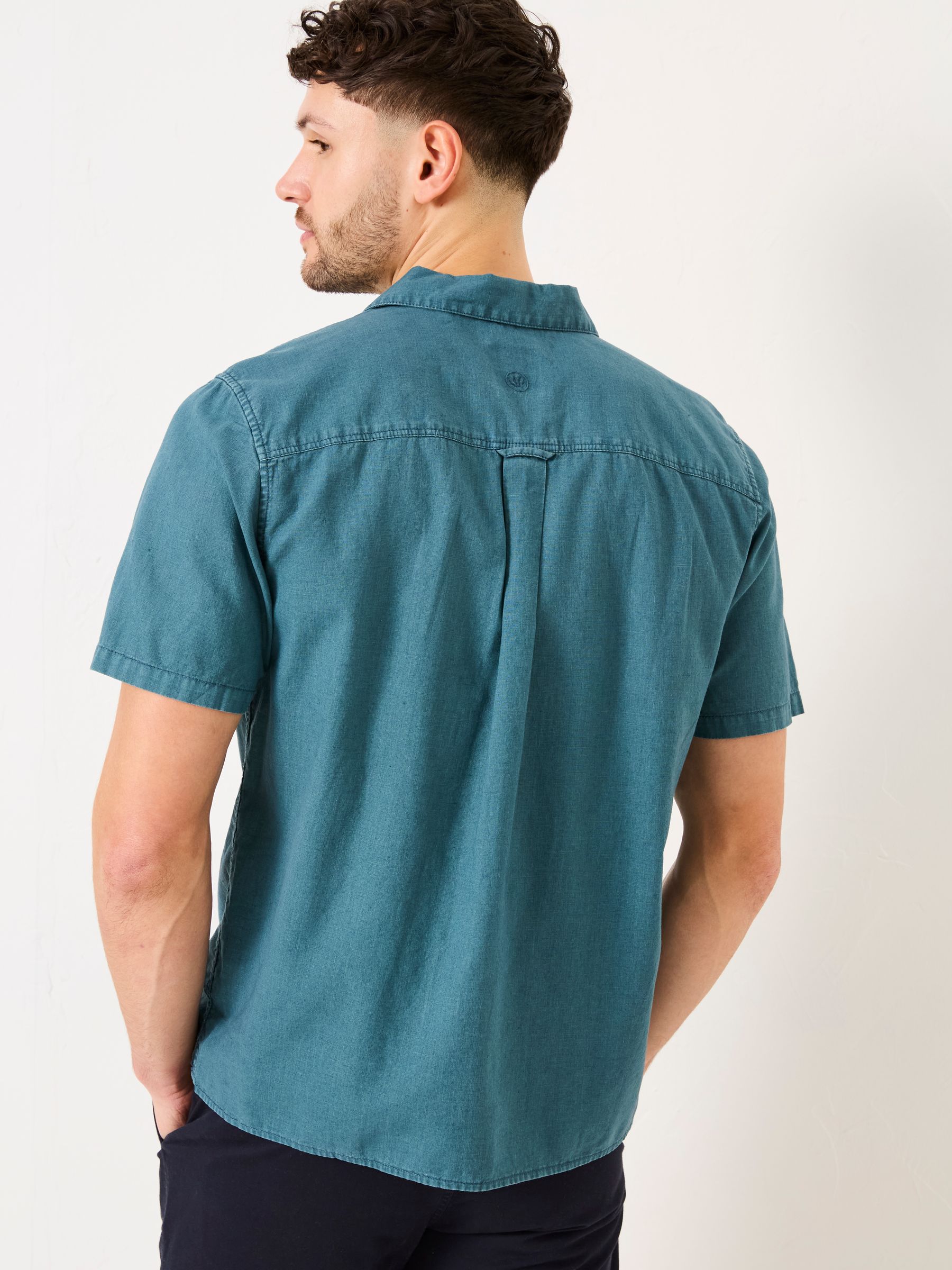 Bugle Dark Teal Blue Linen Cotton Shirt - Image 3 of 9