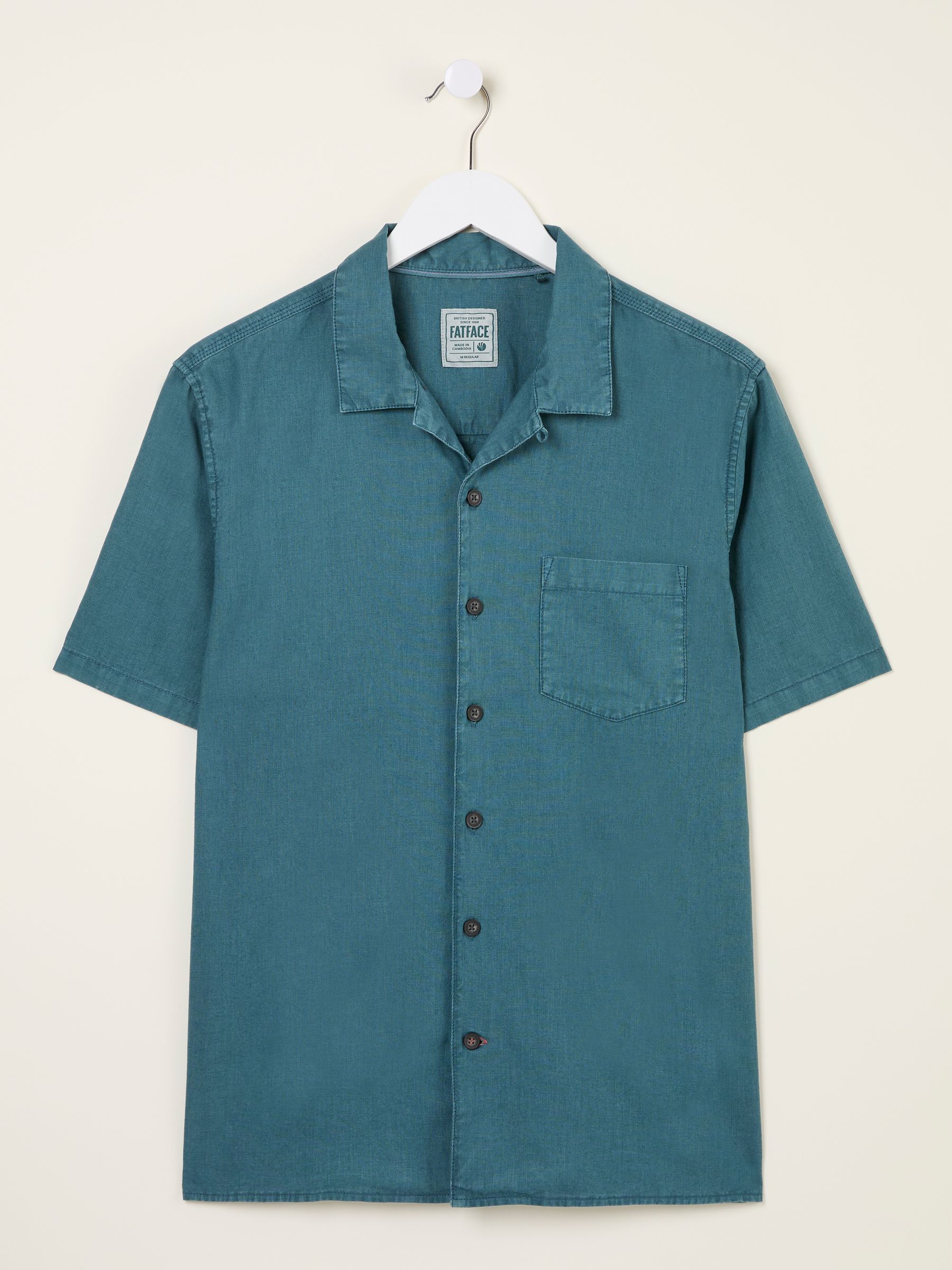 Bugle Dark Teal Blue Linen Cotton Shirt | FatFace USA