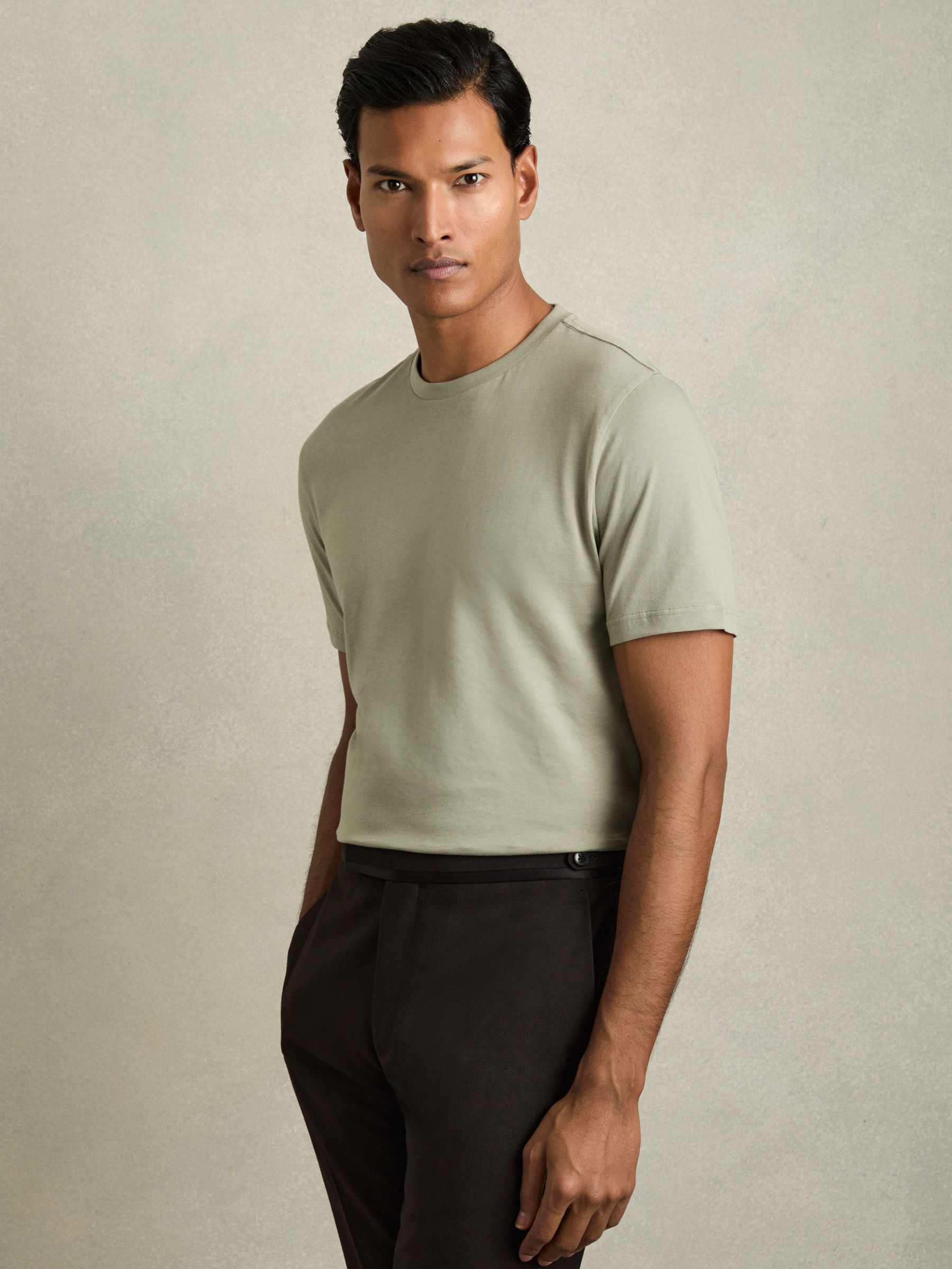 Cotton Crew-Neck T-Shirts 3 Pack in White/Dusty Rose/Pistachio - Image 2 of 8