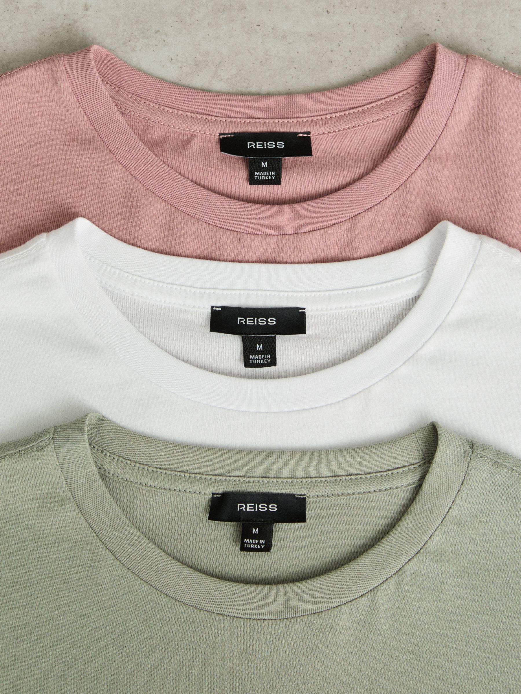 Cotton Crew-Neck T-Shirts 3 Pack in White/Dusty Rose/Pistachio - Image 5 of 8