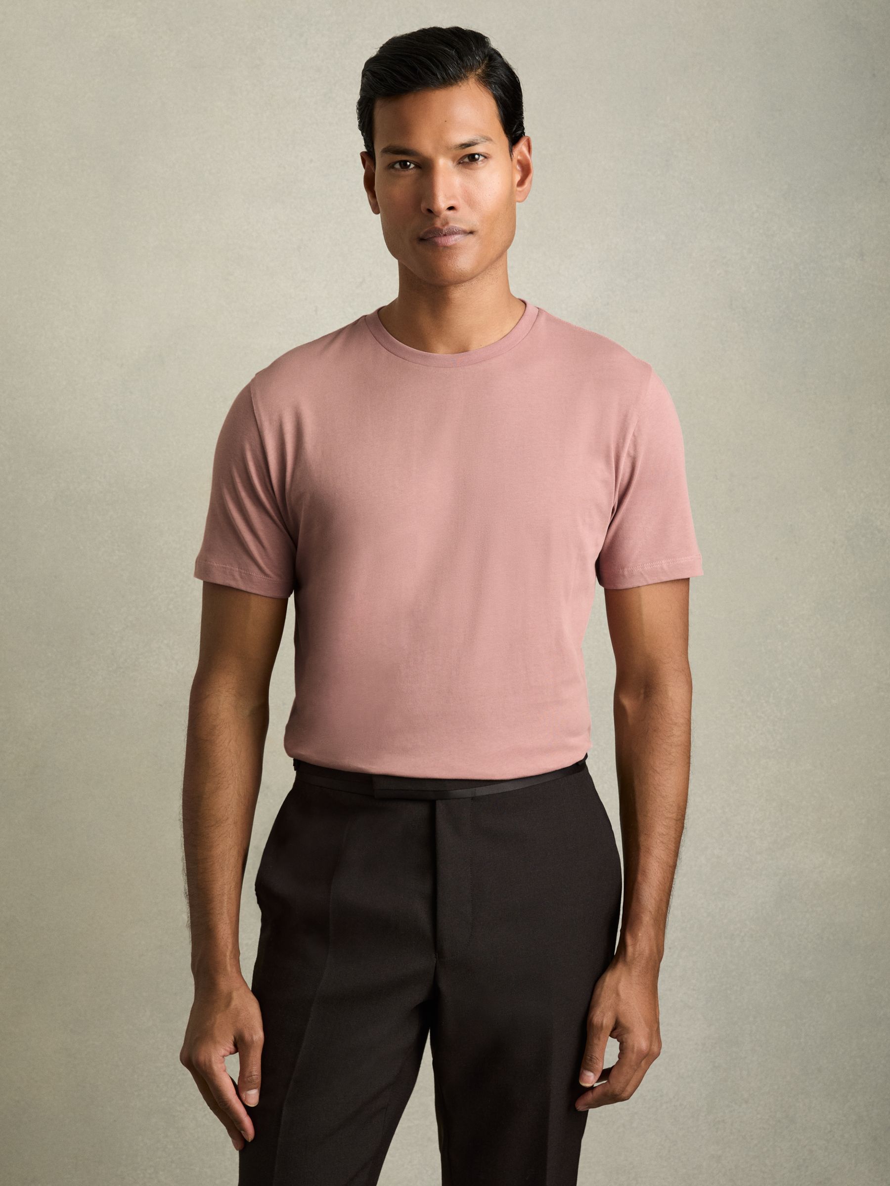 Cotton Crew-Neck T-Shirts 3 Pack in White/Dusty Rose/Pistachio - Image 7 of 8