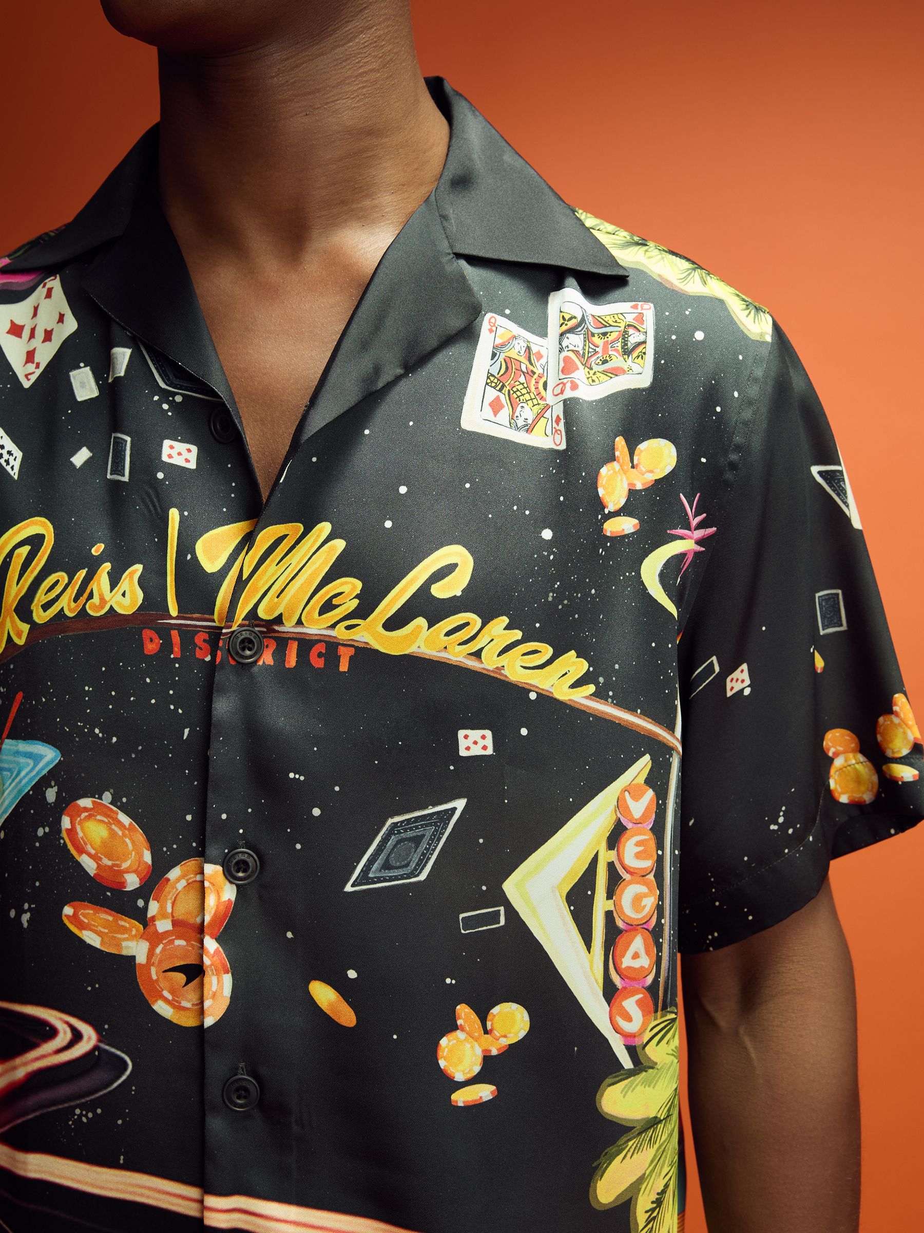 McLaren F1 Las Vegas Exclusive Cuban-Collar Shirt in Black Multi - Image 4 of 6