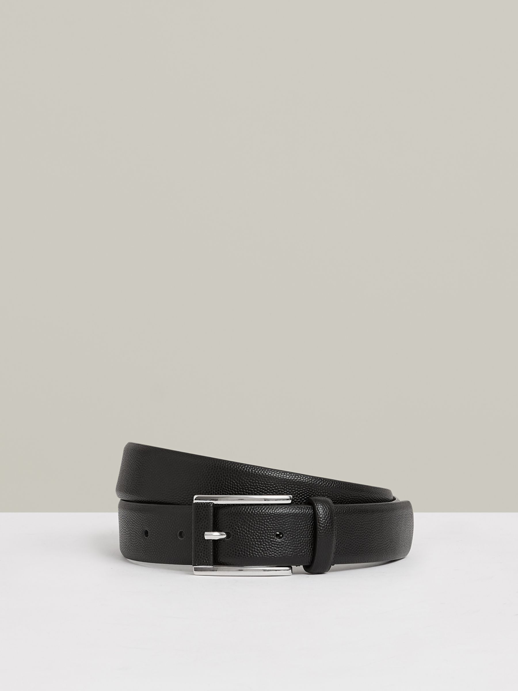 Leather Micro-Grain Belt in Black - Image 1 of 4