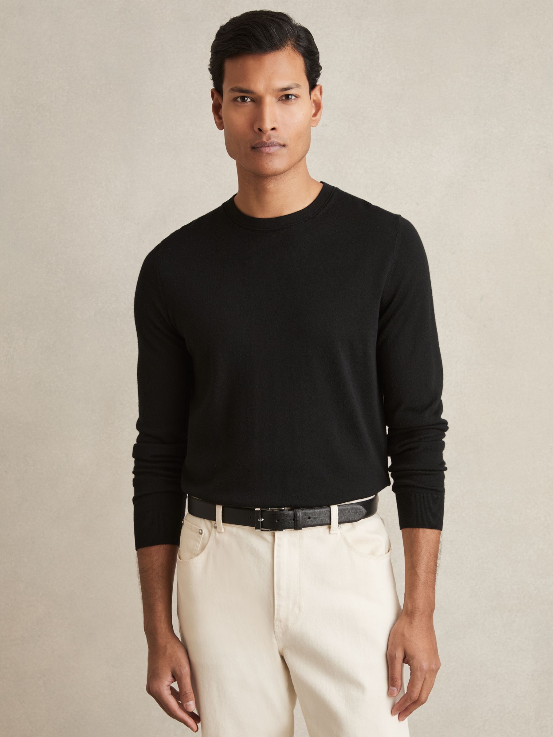 Leather Micro-Grain Belt in Black - Image 2 of 4