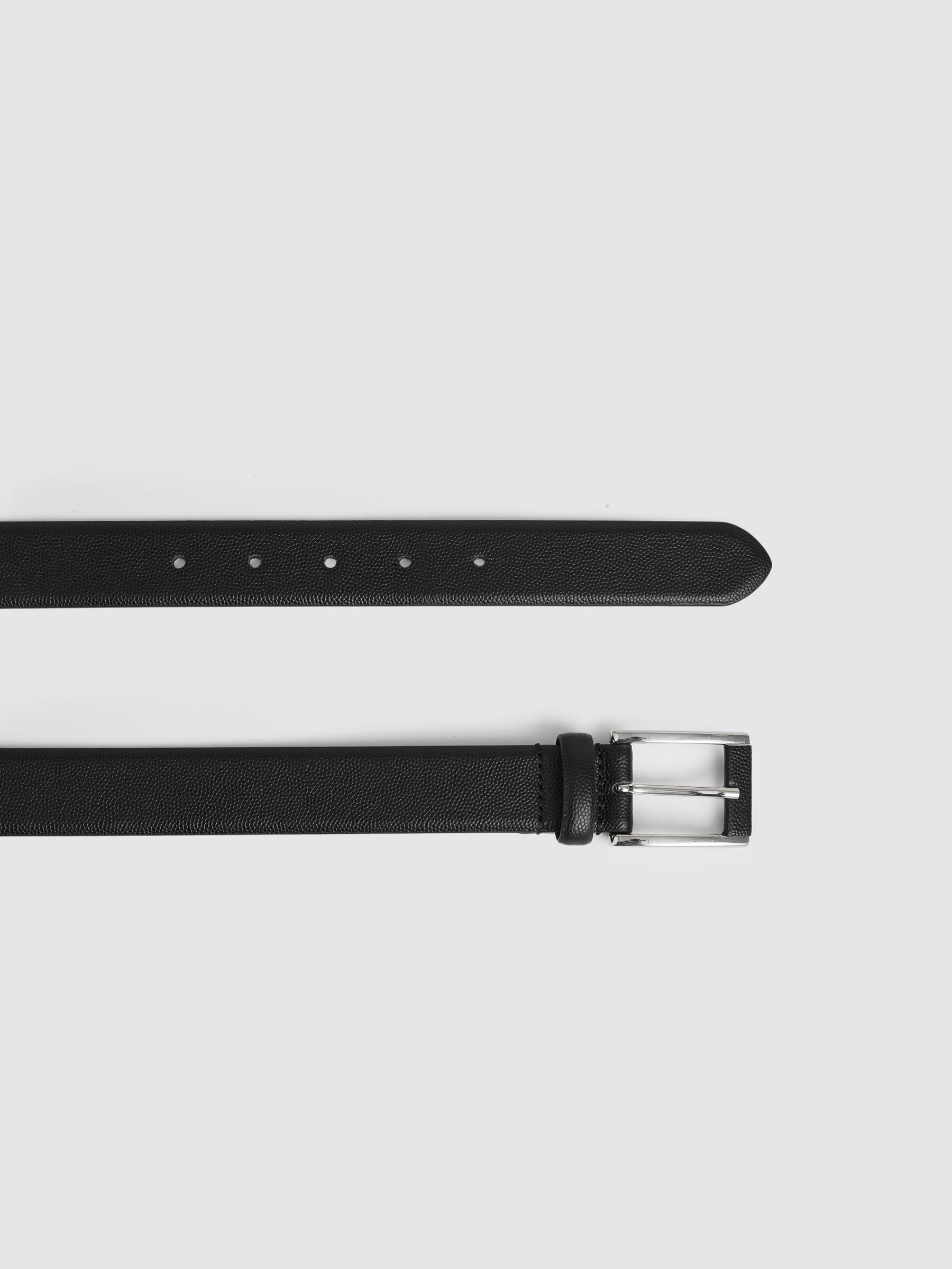 Leather Micro-Grain Belt in Black - Image 3 of 4