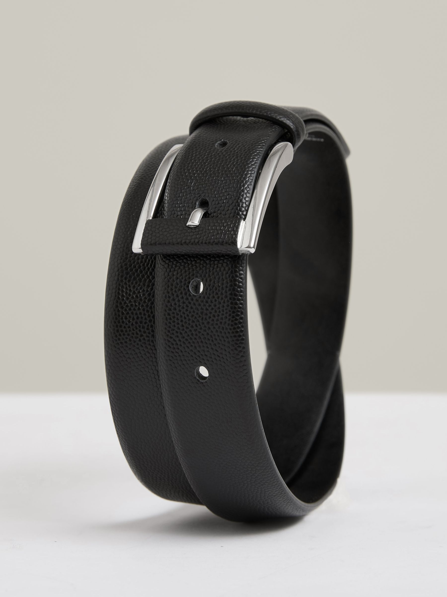 Leather Micro-Grain Belt in Black - Image 4 of 4