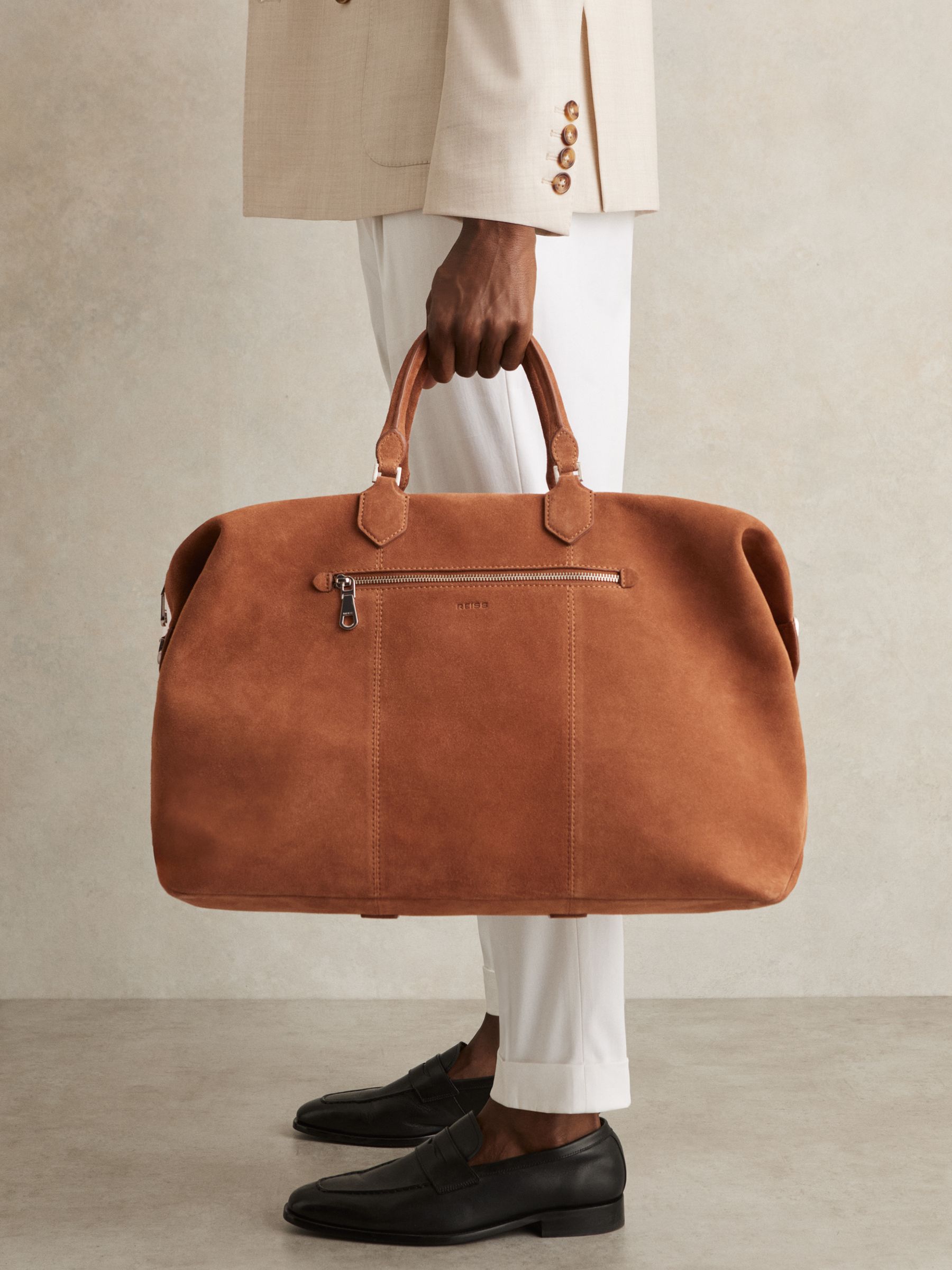 Suede Holdall in Light Tan - Image 6 of 6