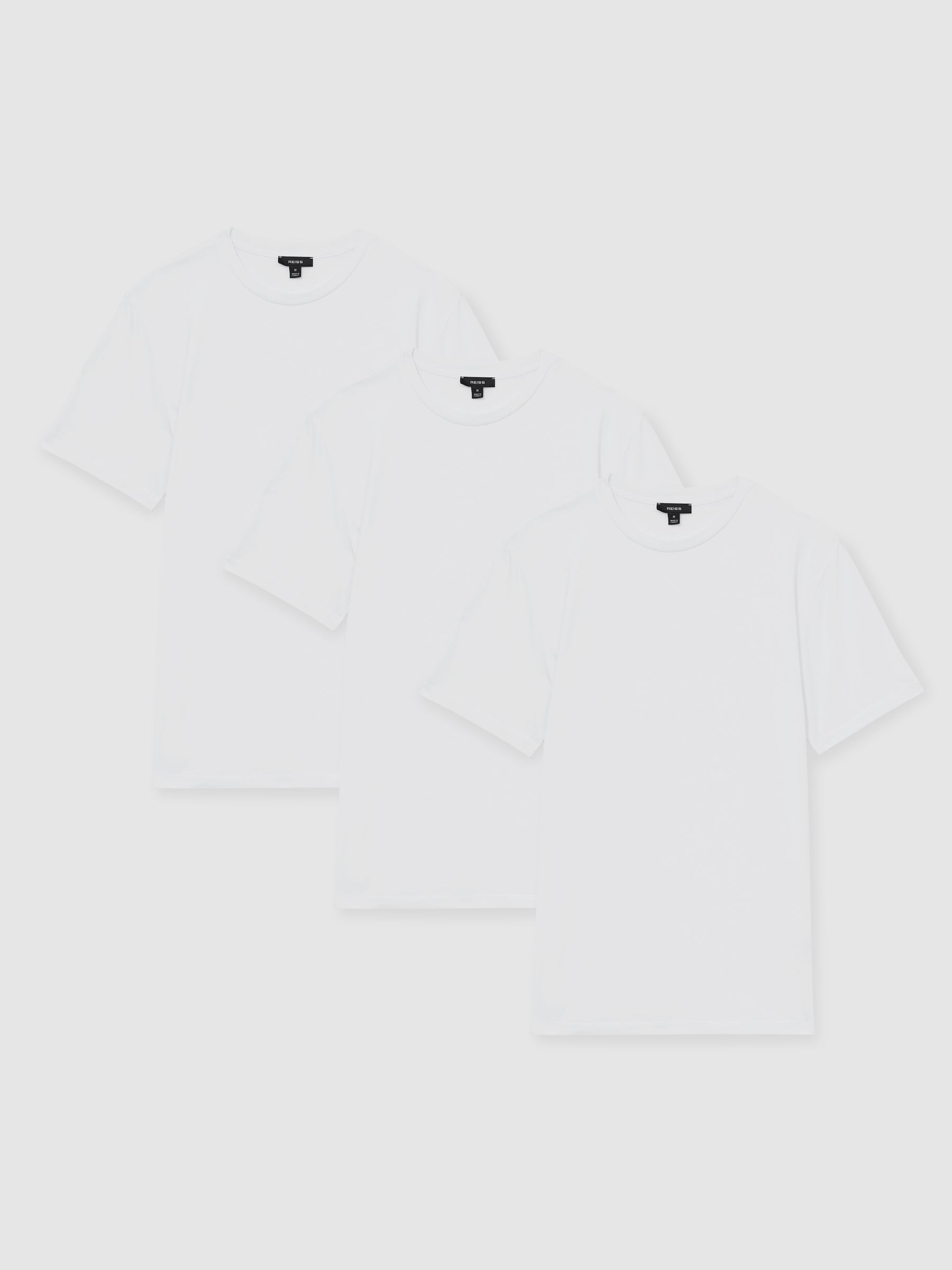 Cotton Crew-Neck T-Shirts 3 Pack in White - Image 1 of 6