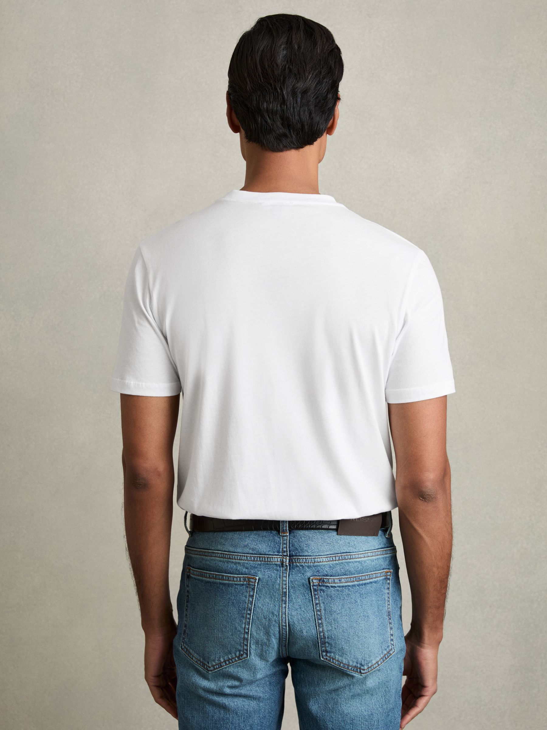 Cotton Crew-Neck T-Shirts 3 Pack in White - Image 5 of 6