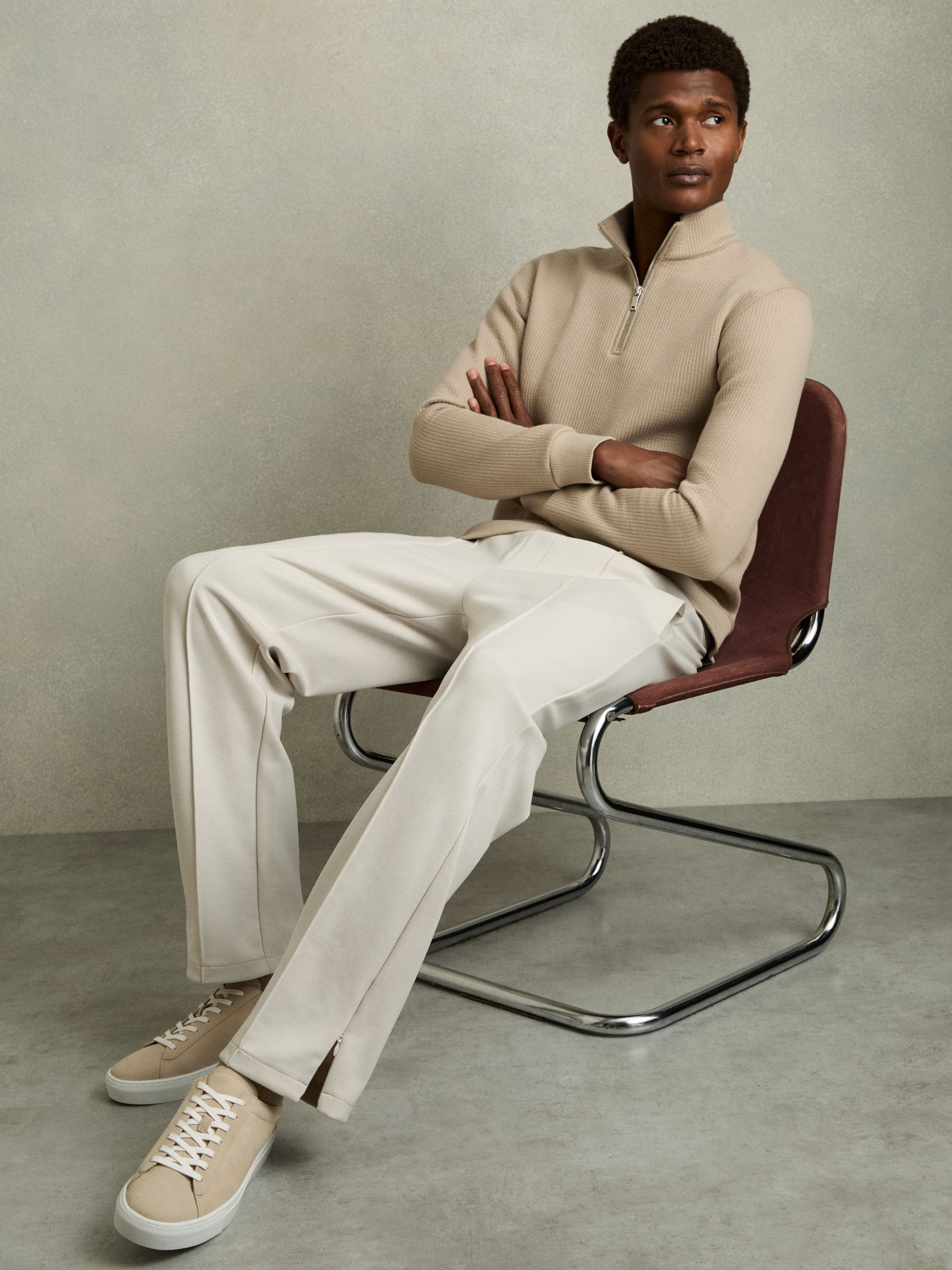 Leather Low-Top Trainers in Ecru - Image 2 of 5