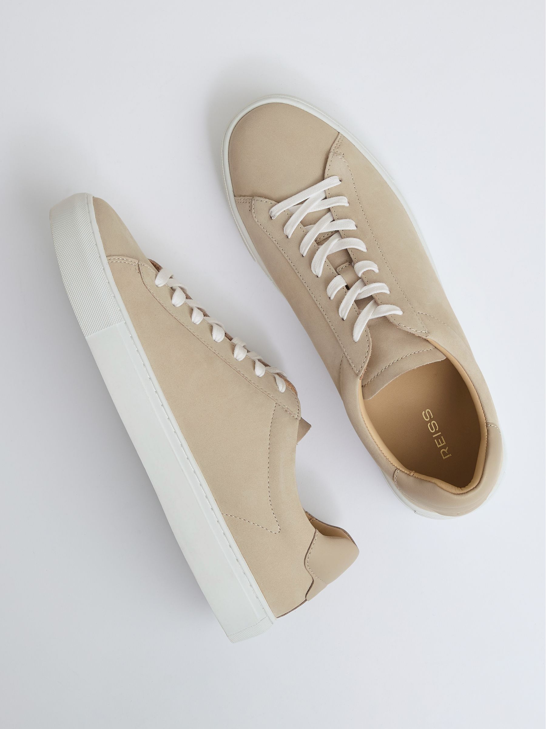 Leather Low-Top Trainers in Ecru - Image 3 of 5