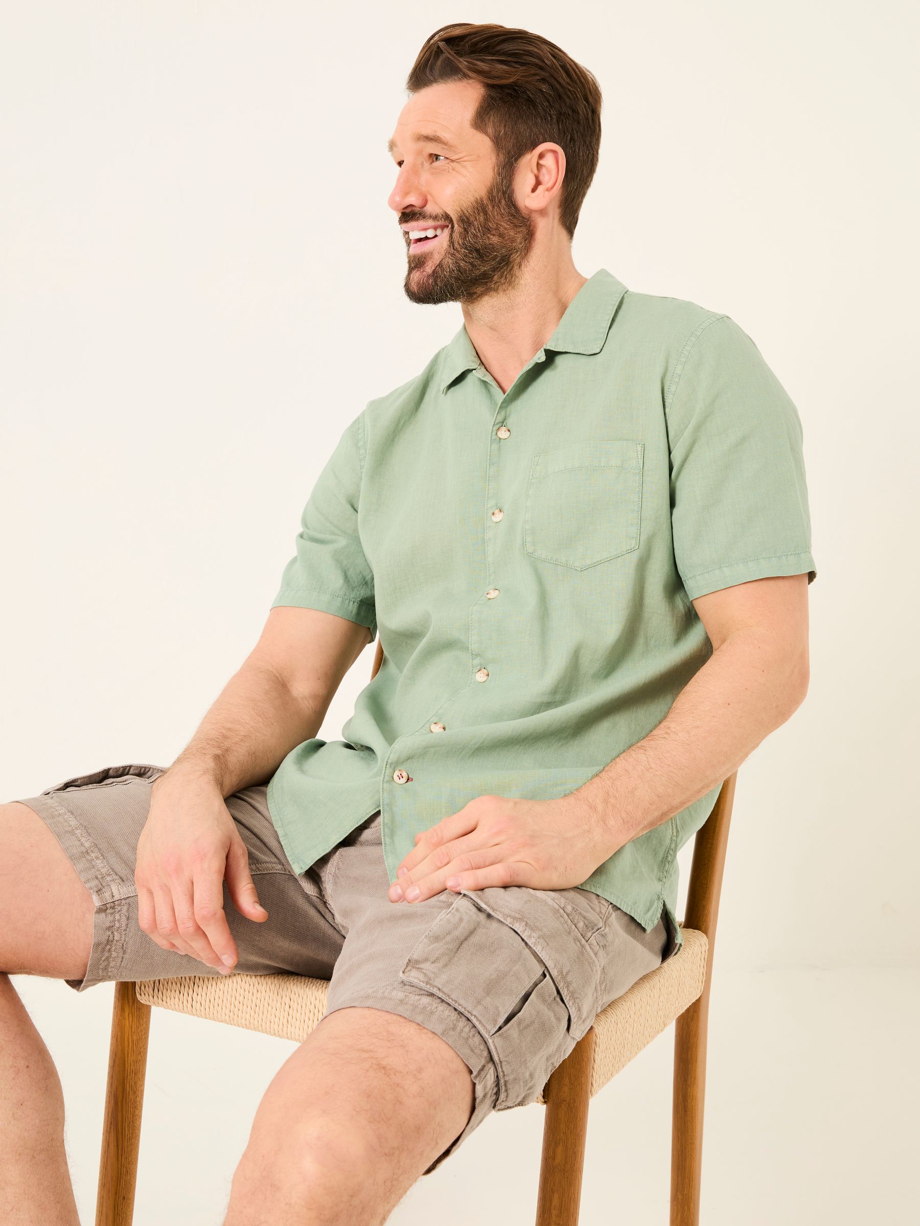 Bugle Green Linen Cotton Shirt - Image 3 of 5