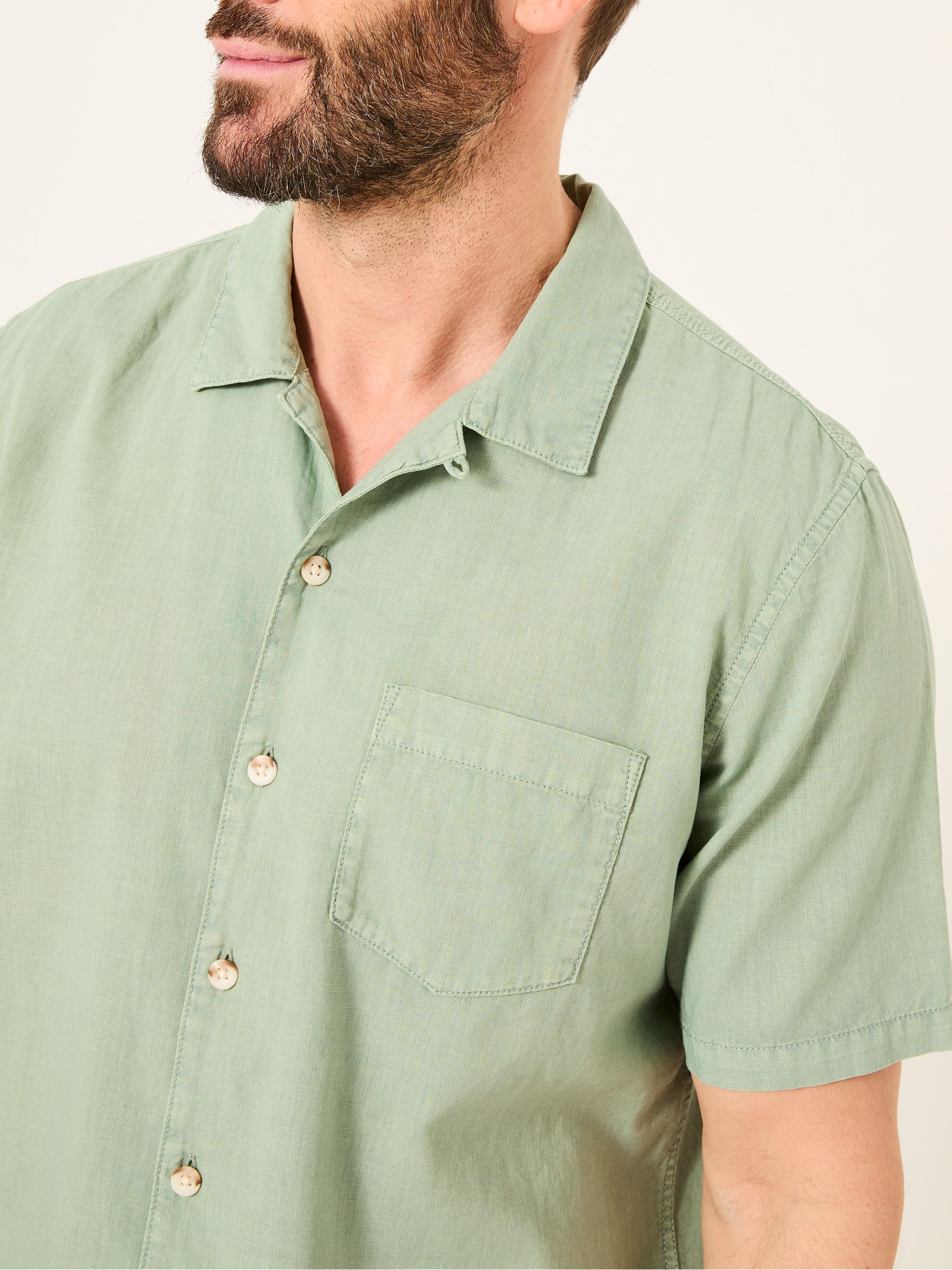 Bugle Green Linen Cotton Shirt - Image 4 of 5