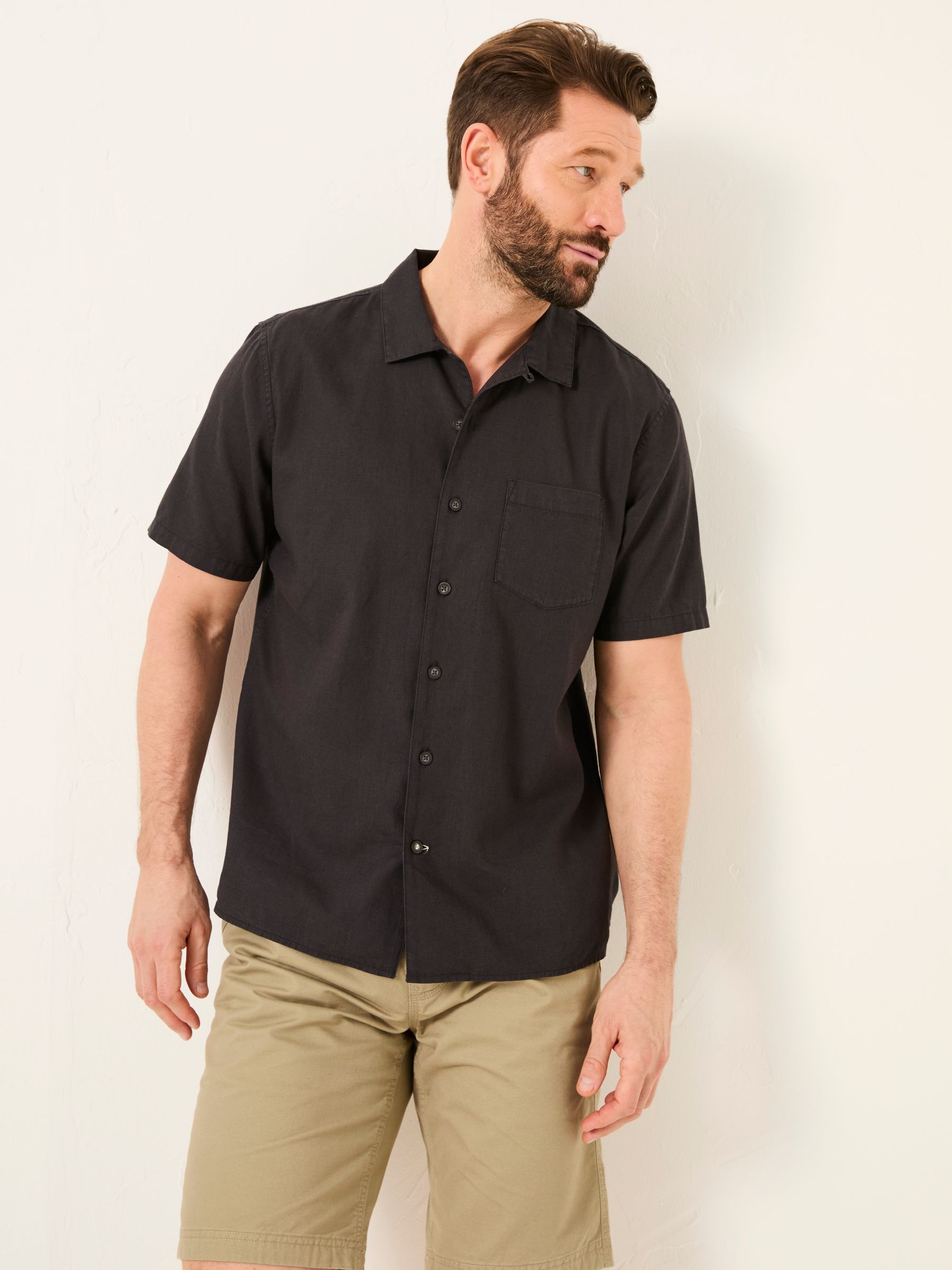 Bugle Black Linen Cotton Shirt - Image 1 of 5