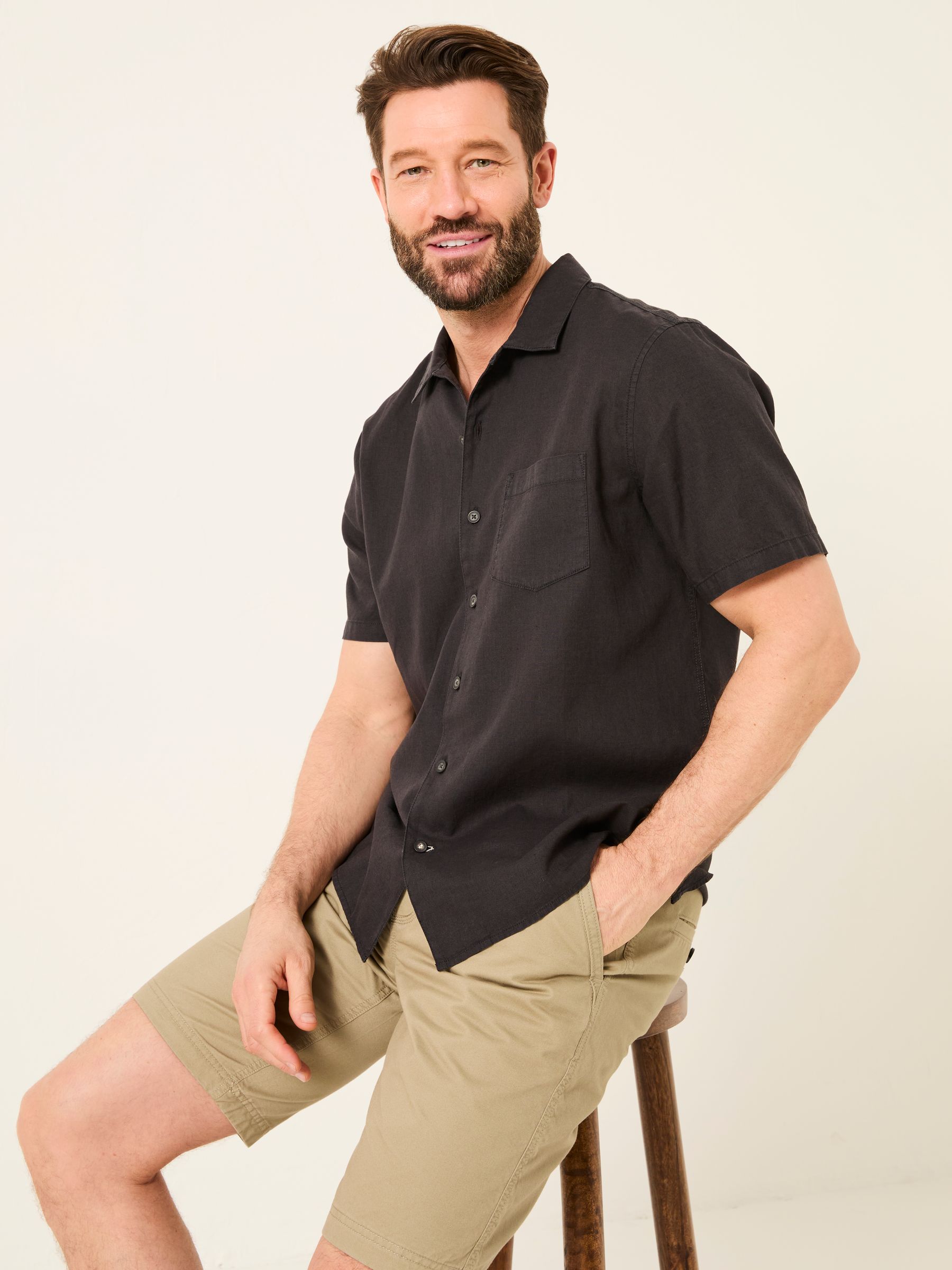 Bugle Black Linen Cotton Shirt - Image 3 of 5