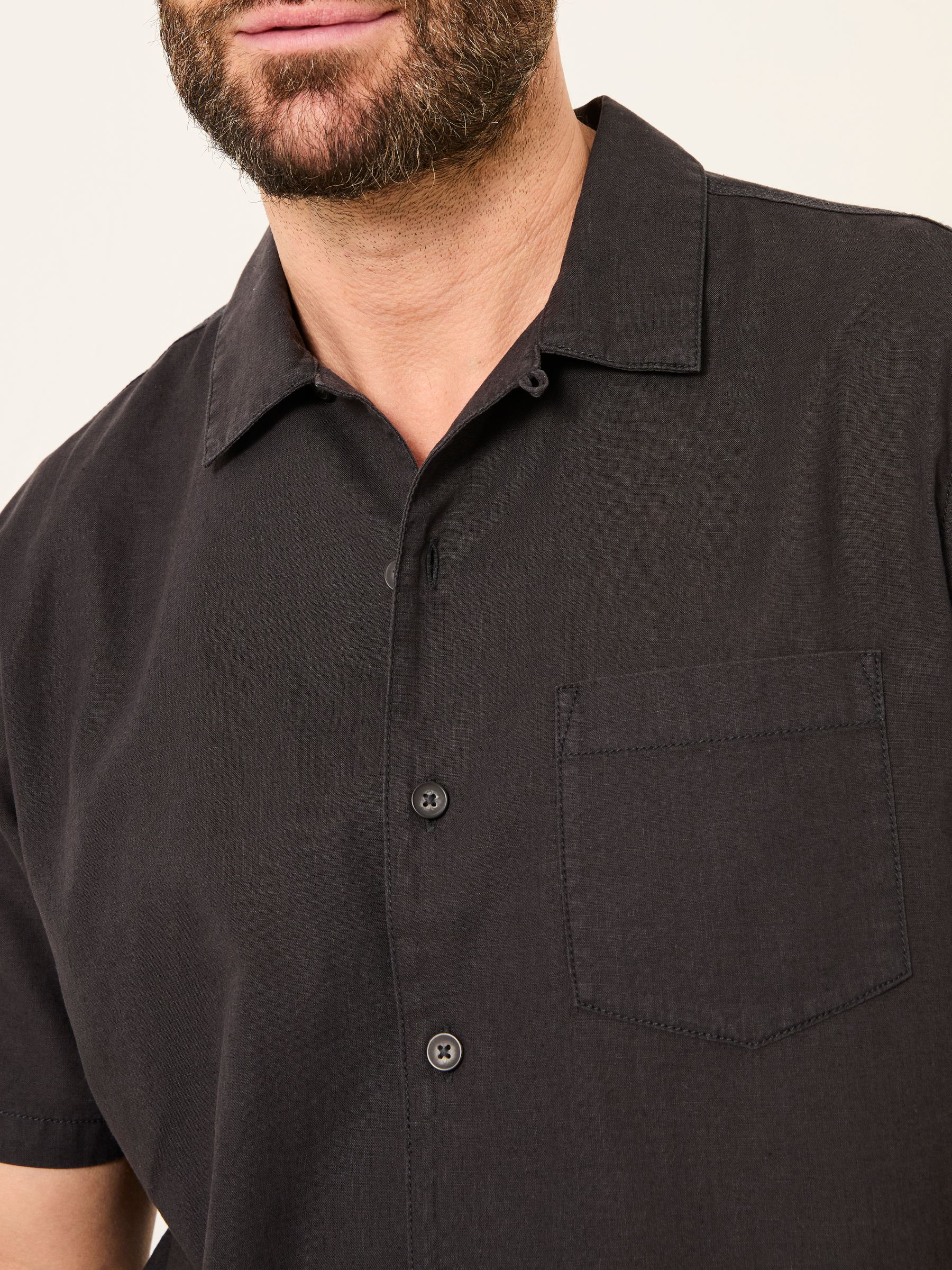 Bugle Black Linen Cotton Shirt - Image 4 of 5