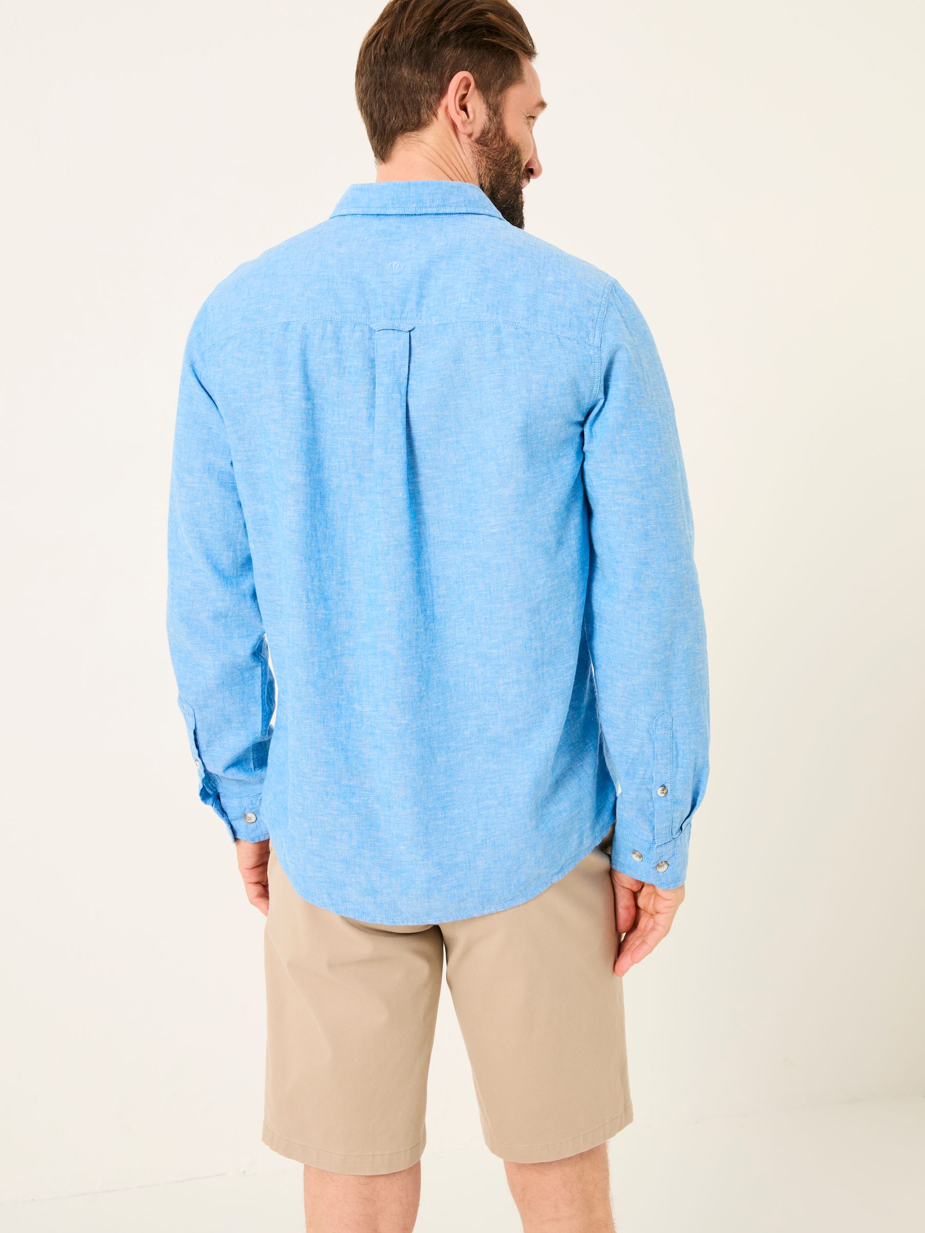 Bugle Bright Blue Linen Cotton Shirt - Image 2 of 5