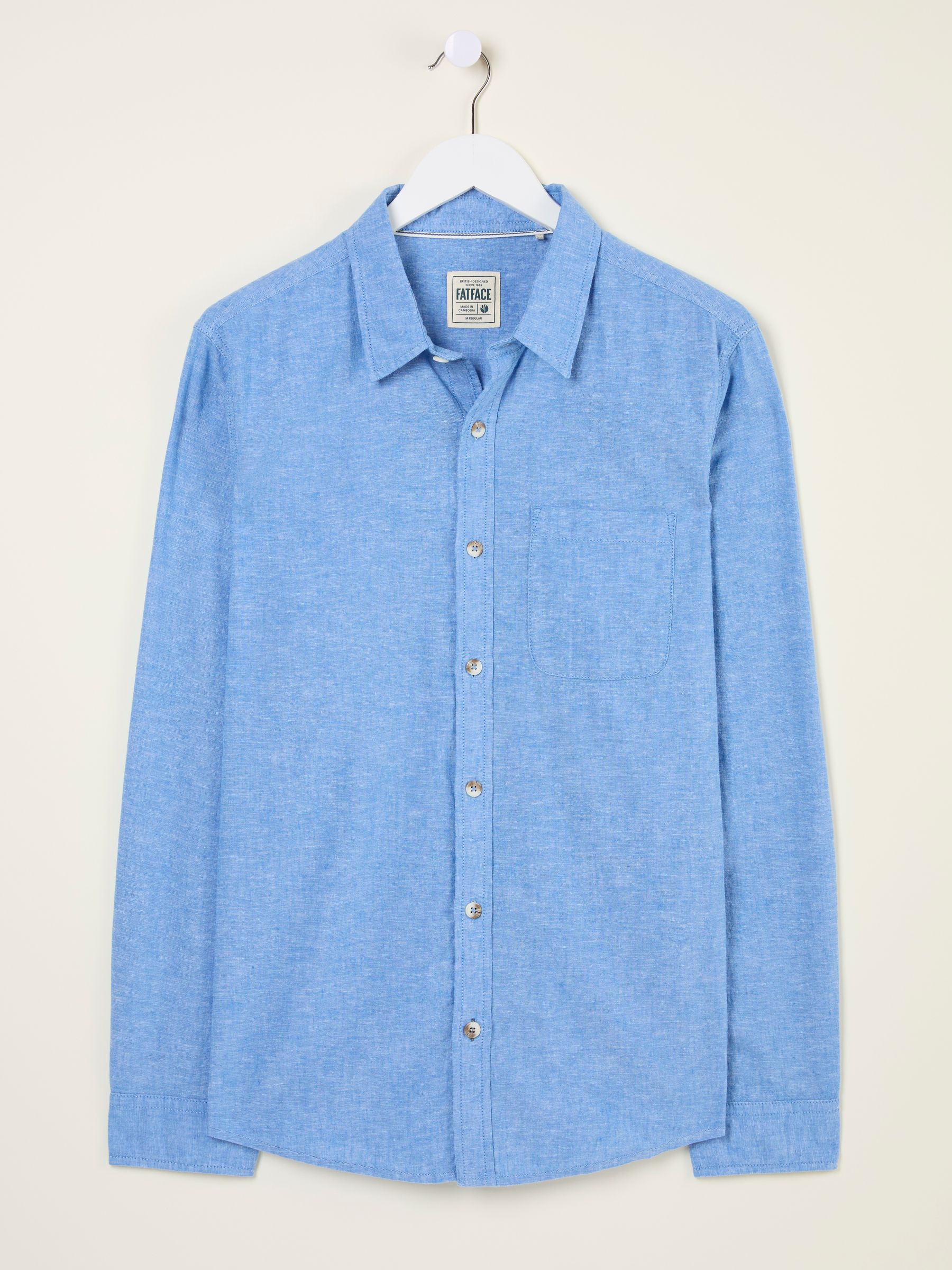 Bugle Bright Blue Linen Cotton Shirt - Image 5 of 5